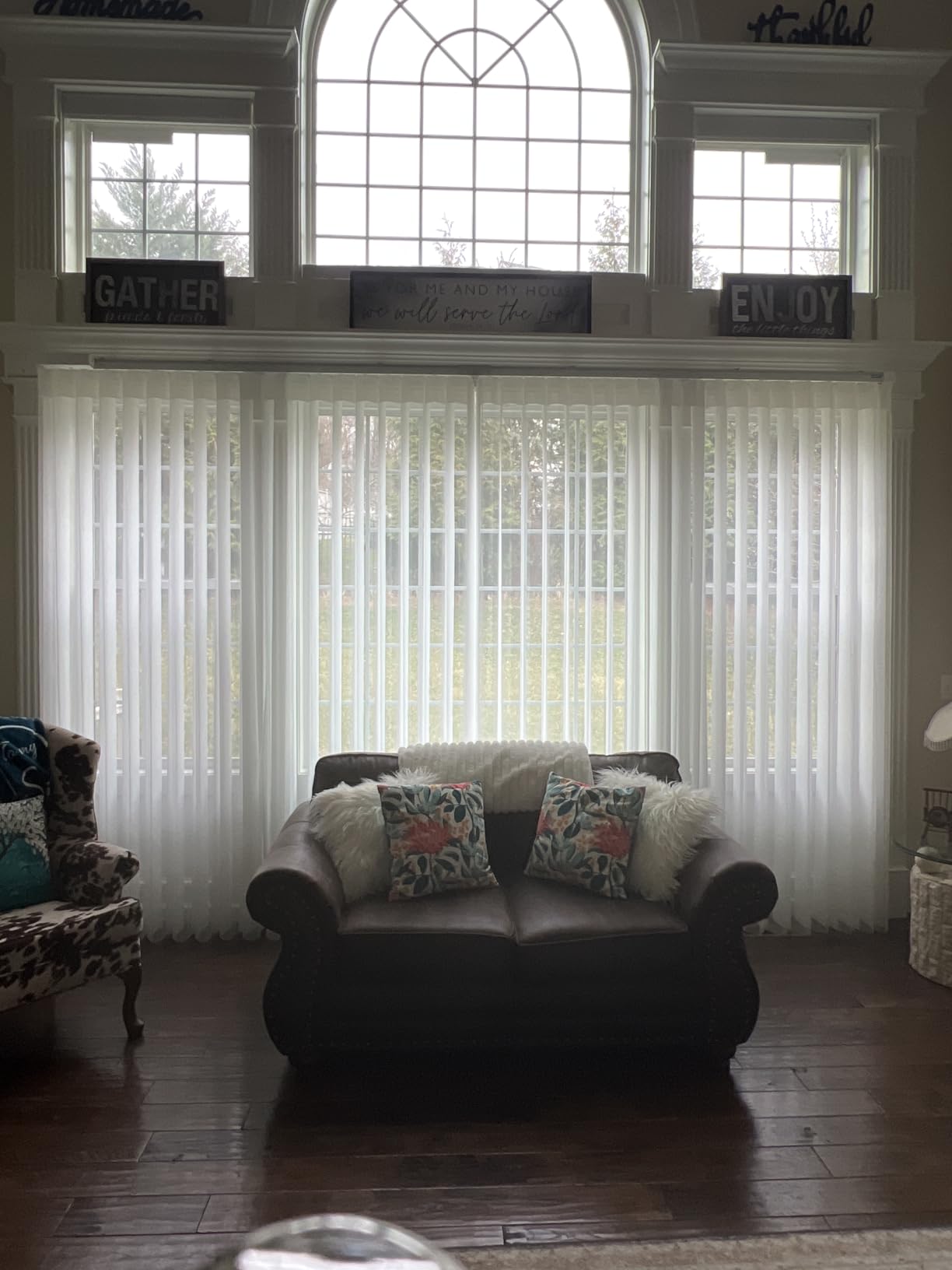 Motorized Sheer Vertical Blinds Work with Alexa Google Home, Light Filtering Smart Vertical Blind Sliding Door Blinds Remote Control for Sliding Glass Door Customize (White) customer photo 2