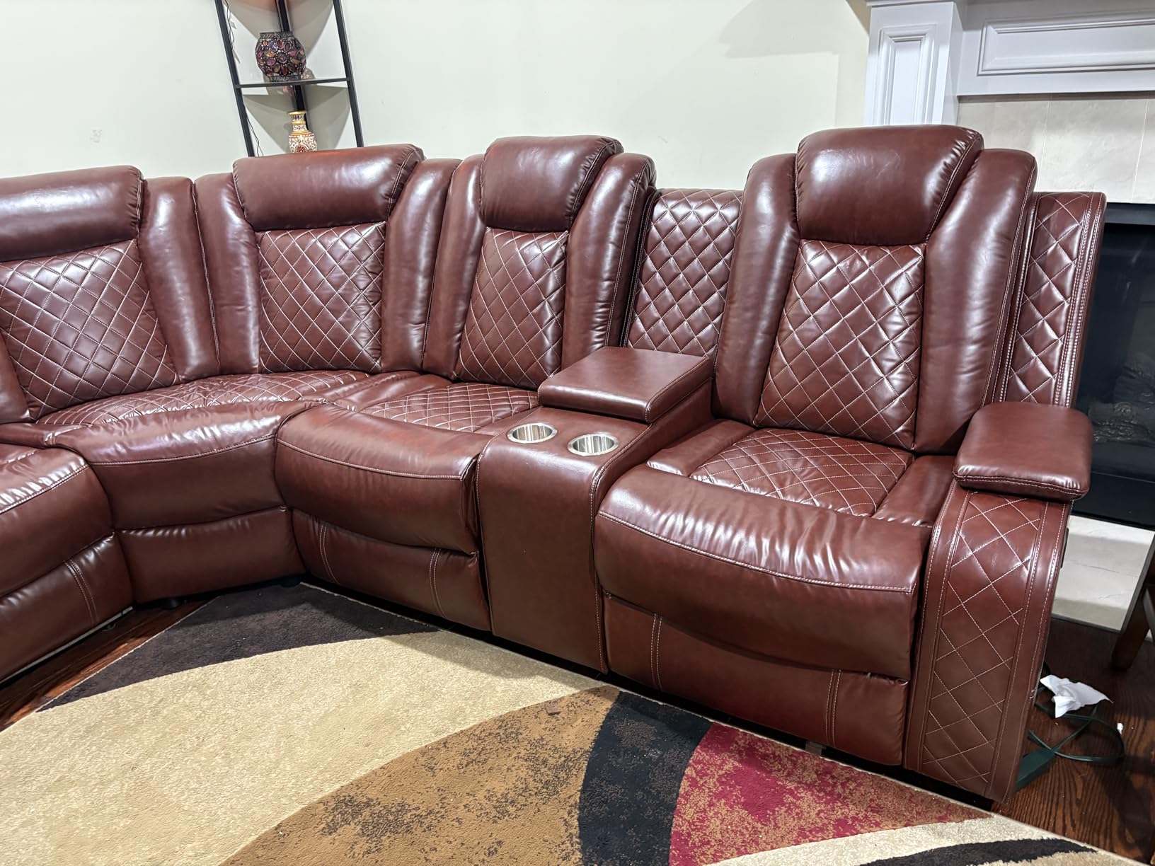 Power Recliner Sofa Sectional Couch for Living Room Furniture Set,Leather Reclining Corner Sectional Couch with 3 Recliner Seats,Cup Holder,Storage,LED Light for House/Home Theater, Black customer photo 1