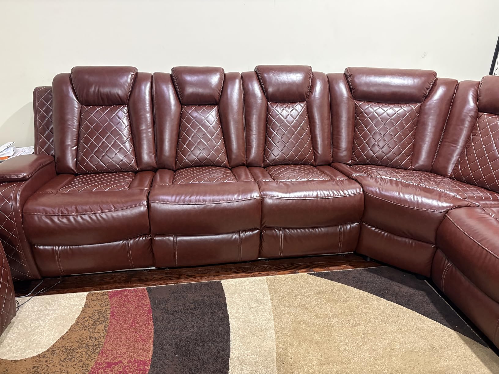 Power Recliner Sofa Sectional Couch for Living Room Furniture Set,Leather Reclining Corner Sectional Couch with 3 Recliner Seats,Cup Holder,Storage,LED Light for House/Home Theater, Black customer photo 2