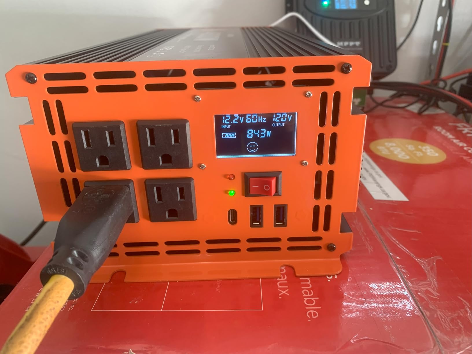 3000 Watt Power Inverter 12V DC to 110V/120V AC Converter Peak Power 6000W Car Inverter with LCD Display 2 AC Outlets USB Port Cables Included for RV,Truck,Off-Grid Solar System Remote Controller customer photo 2