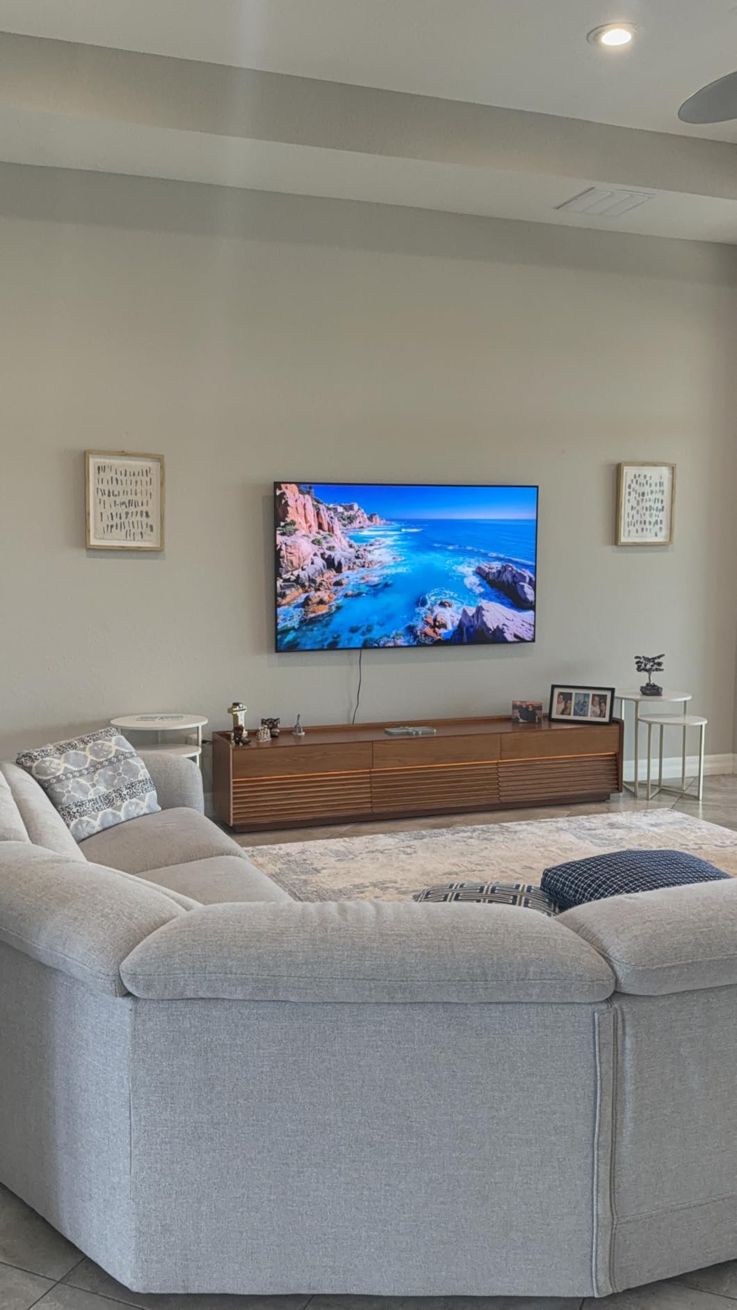 POVISON Fully-Assembled Mid Century Modern TV Stand, 94.49