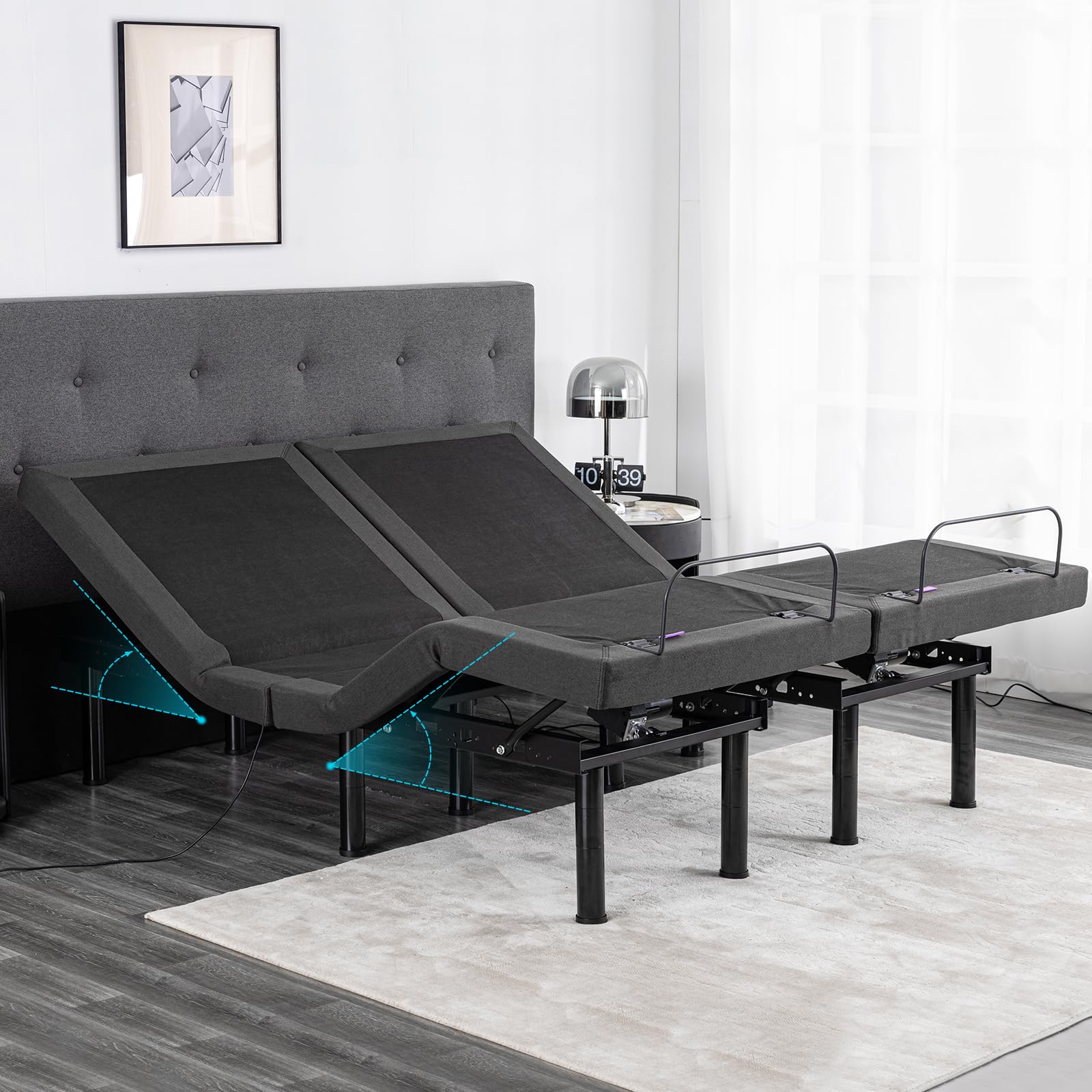 Split King Adjustable Bed Frame with Massage, 12 Inch Gray Gel Memory Foam Medium-Firm Mattress in Box, Adjustable Bed Base with Thickened Foam Frame, Adjustable legs,0 Gravity/Anti-Snore,Smart Bed customer photo 2