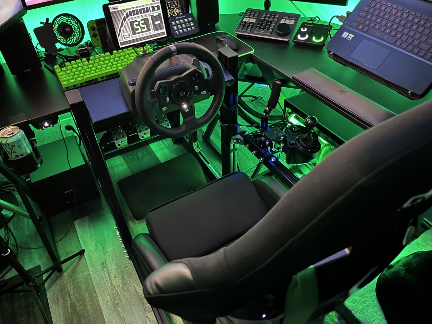 Anman GT/F1 Sim Racing Cockpit 8040 Aluminium Profile Racing Stand, Adjustable Cockpit Modular Design Supports DIY Assembly, Fit for Logitech GPRO, for Fanatec CSLDD Direct Drive Steering Wheel customer photo 2