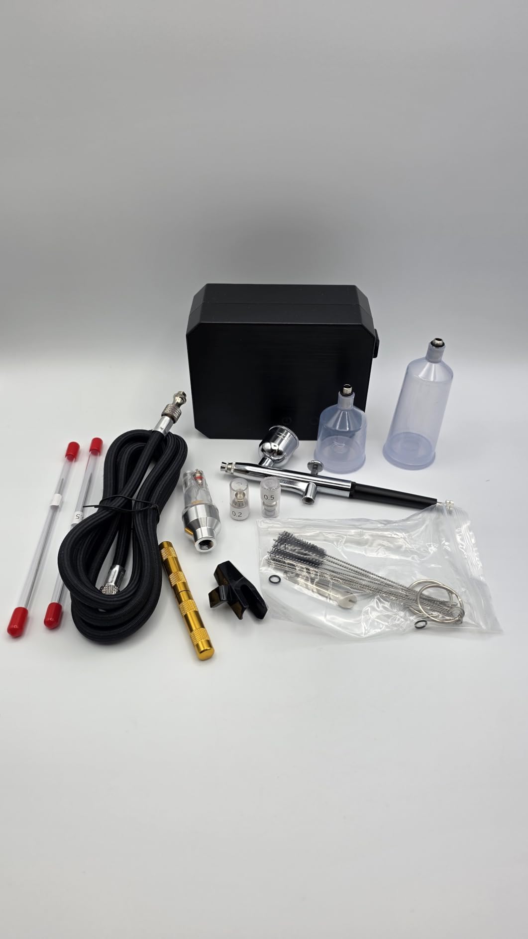 Gocheer Airbrush Kit with Air Compressor, 40 48 PSI High Pressure Air Brush Non-Clogging with 0.2/0.3/0.5mm Nozzle/Cleaning Sets, Ideal for Painting, Modeling, Cake Decor, Makeup (Black, 48 PSI) customer photo 2