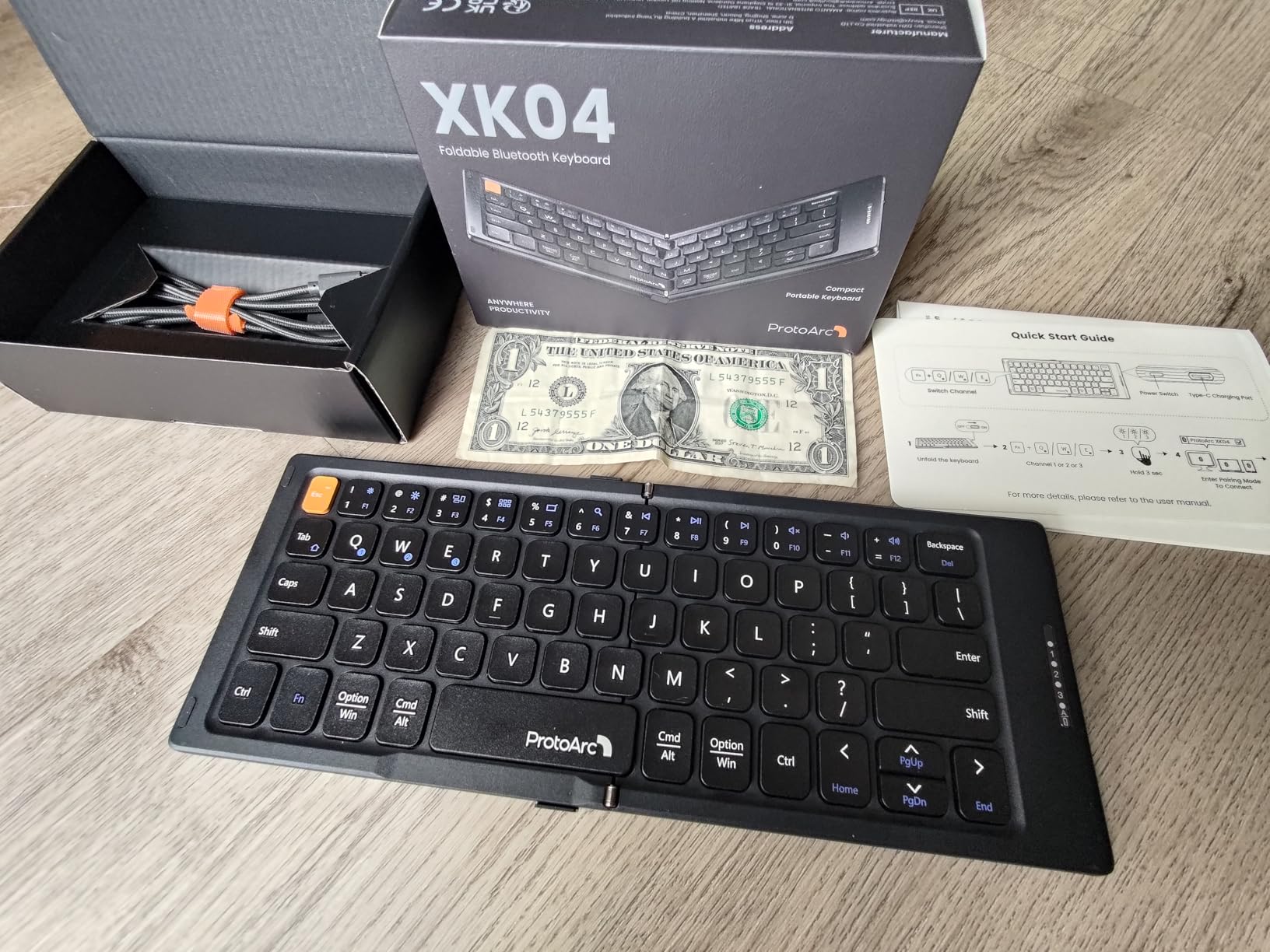 ProtoArc Foldable Compact Keyboard for Phone and Tablet, XK04 Pocket-Sized Travel Bluetooth Keyboard with PU Leather Cover, 3 Device Workflow for On-the-Go Typing - Black customer photo 2