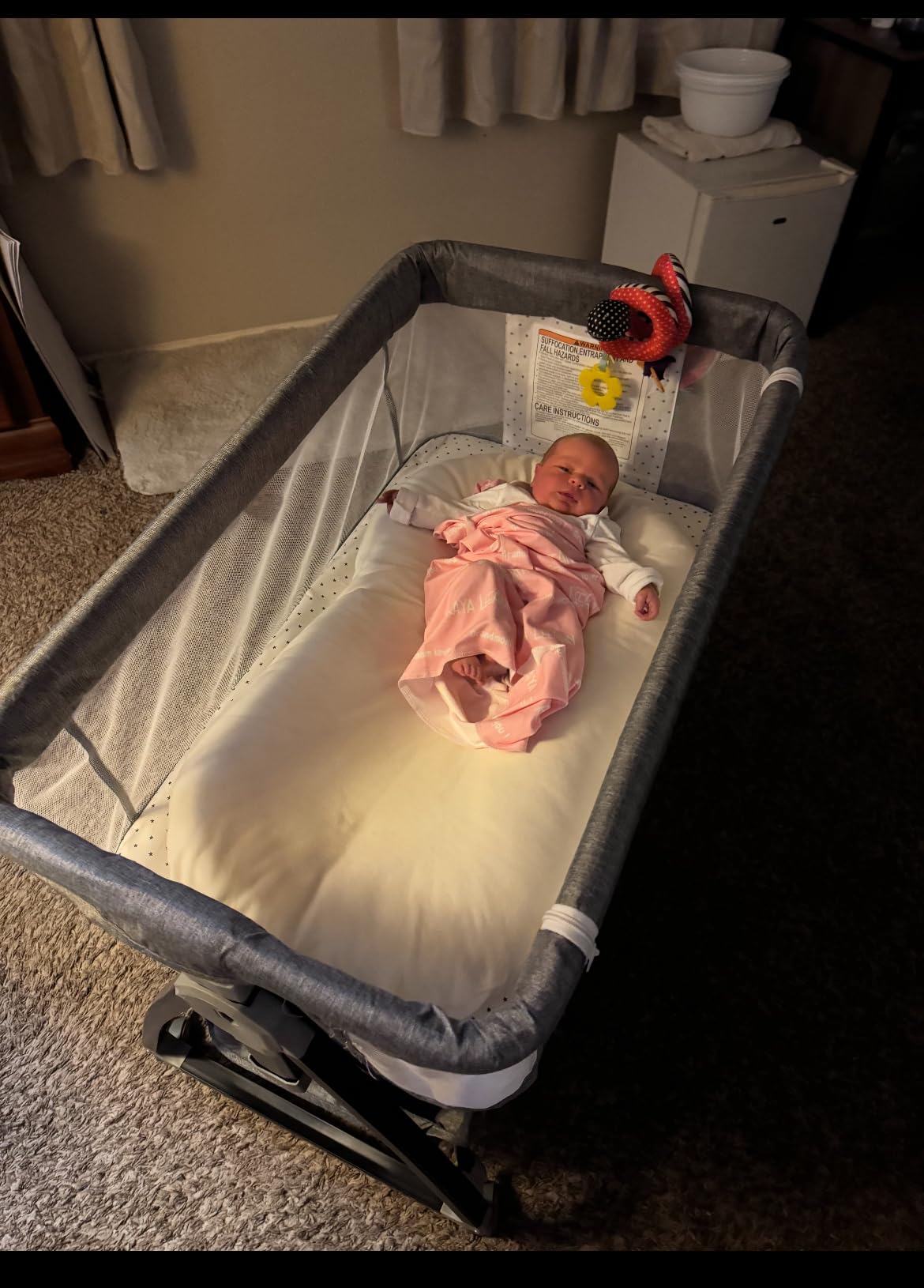 3 in 1 Baby Bassinet Crib with Breathable Mesh, Bassinet Bedside Sleeper with Wheels, Mosquito Net, Storage Basket, 6 Height Adjustable customer photo 1