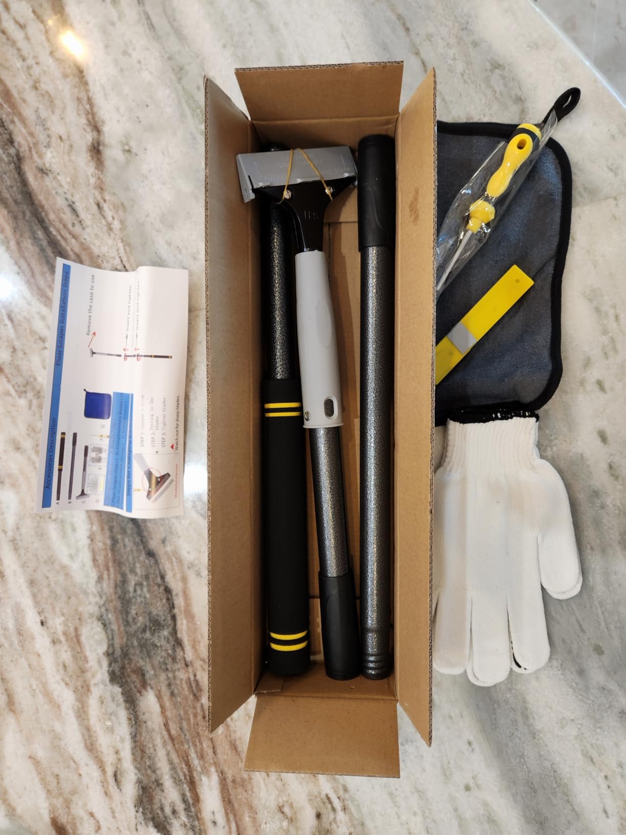 Floor Scraper Long Handle, Heavy duty floor scraper tool 16-47'' made of stainless steel stronger with 5PCS extra 4Inch razor blade scraper tool is oil stains rust removal wallpaper cleaning tools customer photo 2