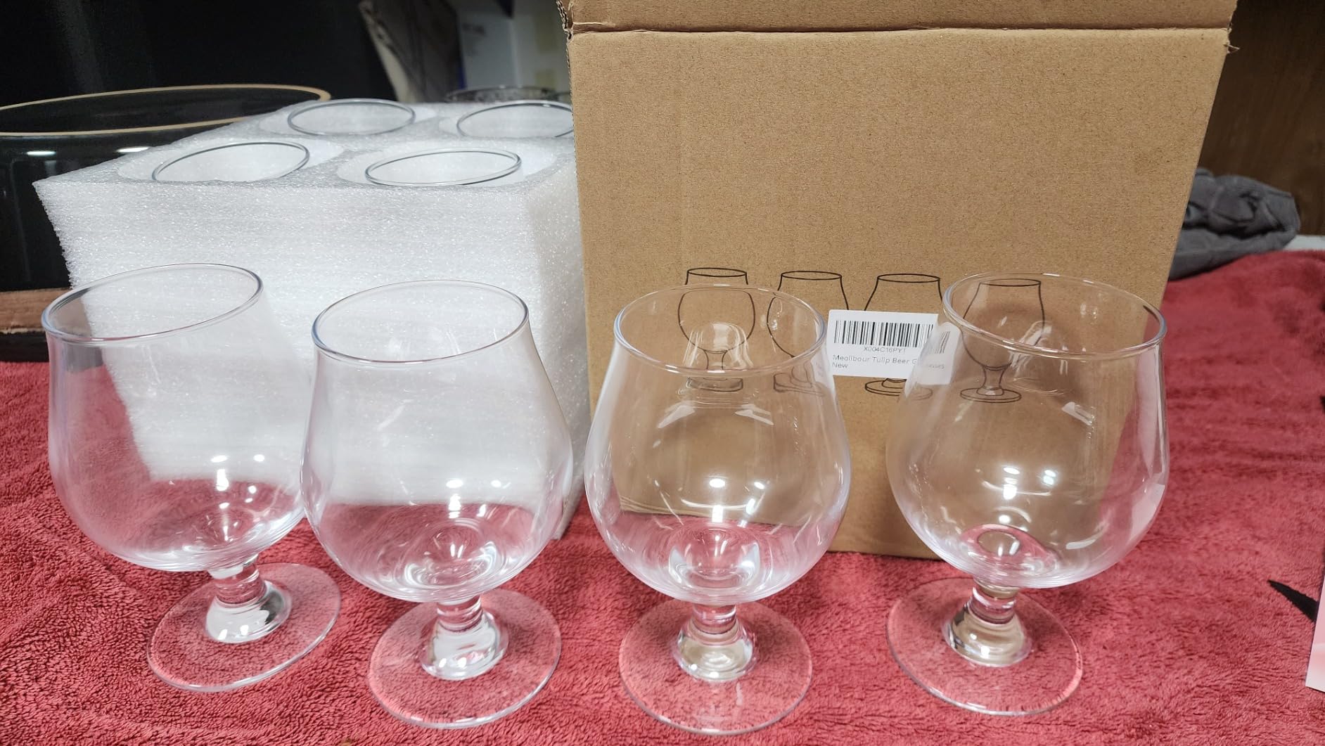 Beer Glasses Set of 4, 16 OZ Classic Craft Goblet Glasses, Premium Tumbler Set, Pub, Unique Design Beer Glasses, Dishwasher Safe customer photo 2