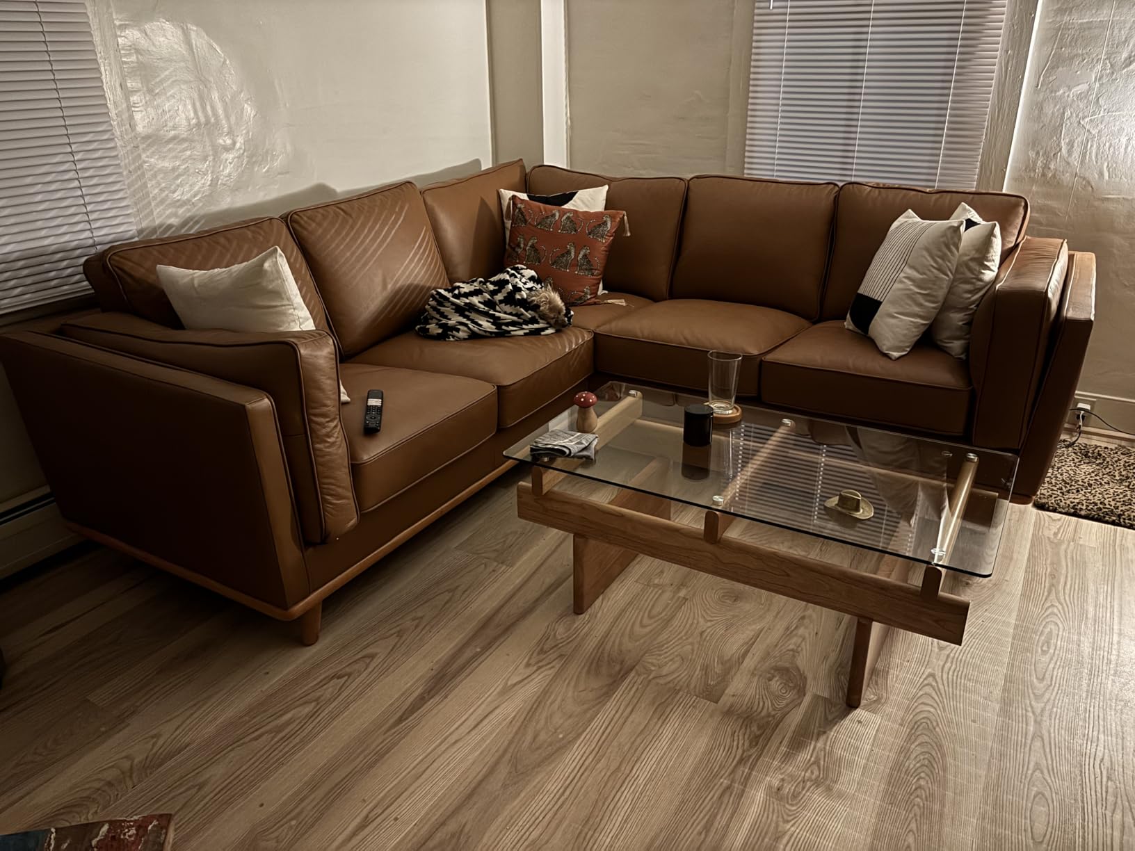Valencia Artisan Full Leather Sofa - Pure Full Italian Nappa Leather Couch, Solid Wood Accent, Ultimate Comfort (Cognac, Right Chaise Sectional) customer photo 2
