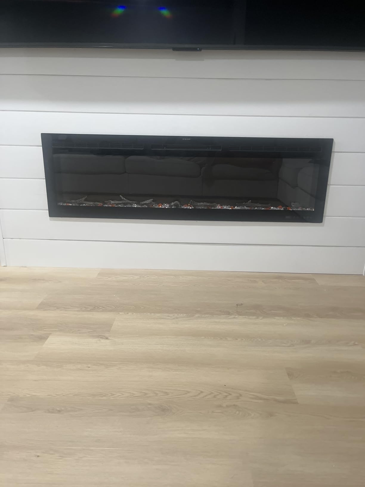 88 inches Electric Fireplace, Recessed and Wall Mounted Fireplace Heater and Linear Fireplace Inserts, with Timer, Remote Control, Adjustable Flame & Light Colors, 750W/1500W, Black customer photo 2