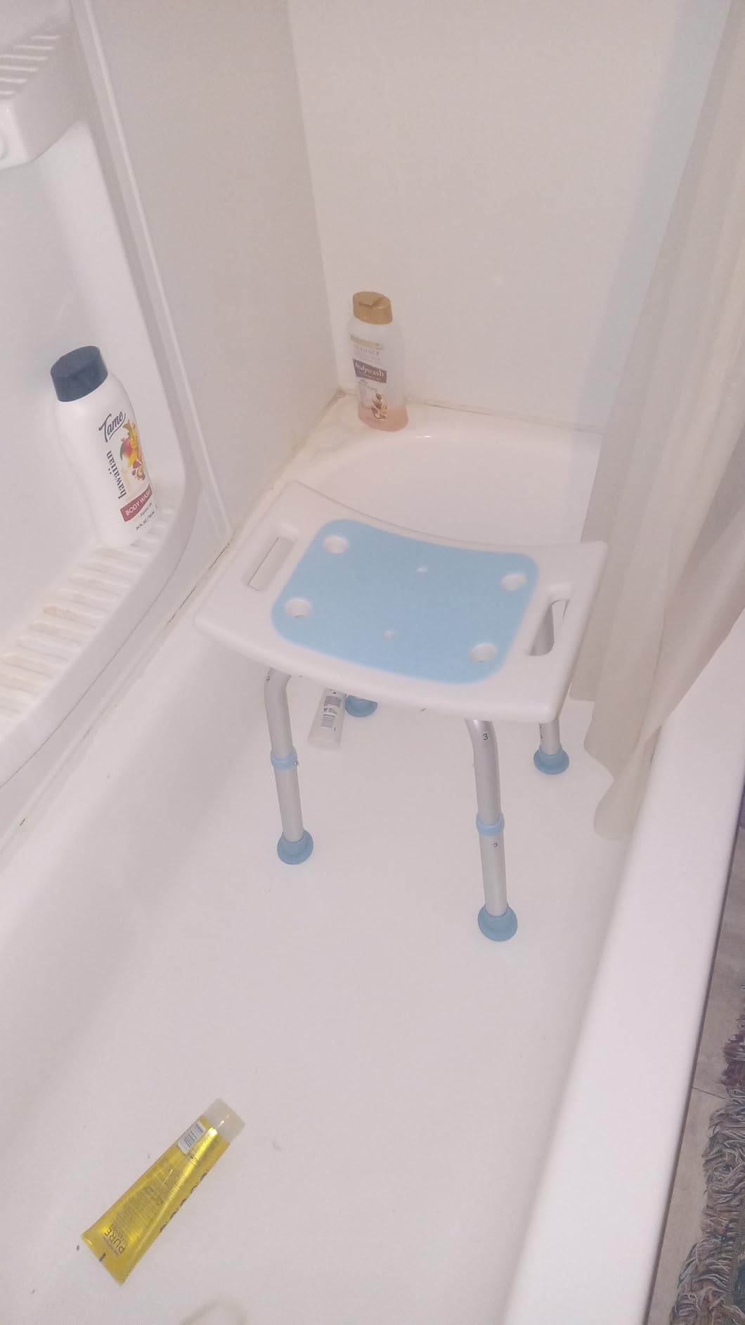 HOMLAND Shower Chair for Inside Shower, 400 lbs Adjustable Shower Stool with Suction Feet, Shower Seat for Inside Tub Bathroom Bench Bath Chair for Elderly and Disabled - Light Blue customer photo 1