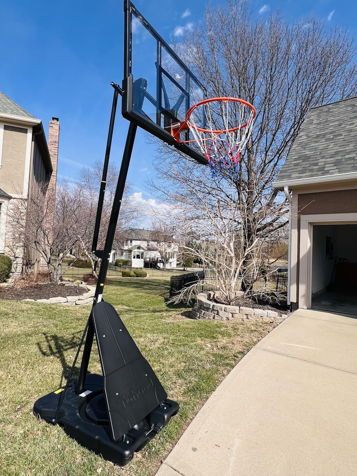 Basketball Hoop Outdoor Portable 44/48 Inch Backboard, 10ft Quickly Adjustable Basketball Goal System with Wheels for Court/Backyard/Driveway customer photo 1