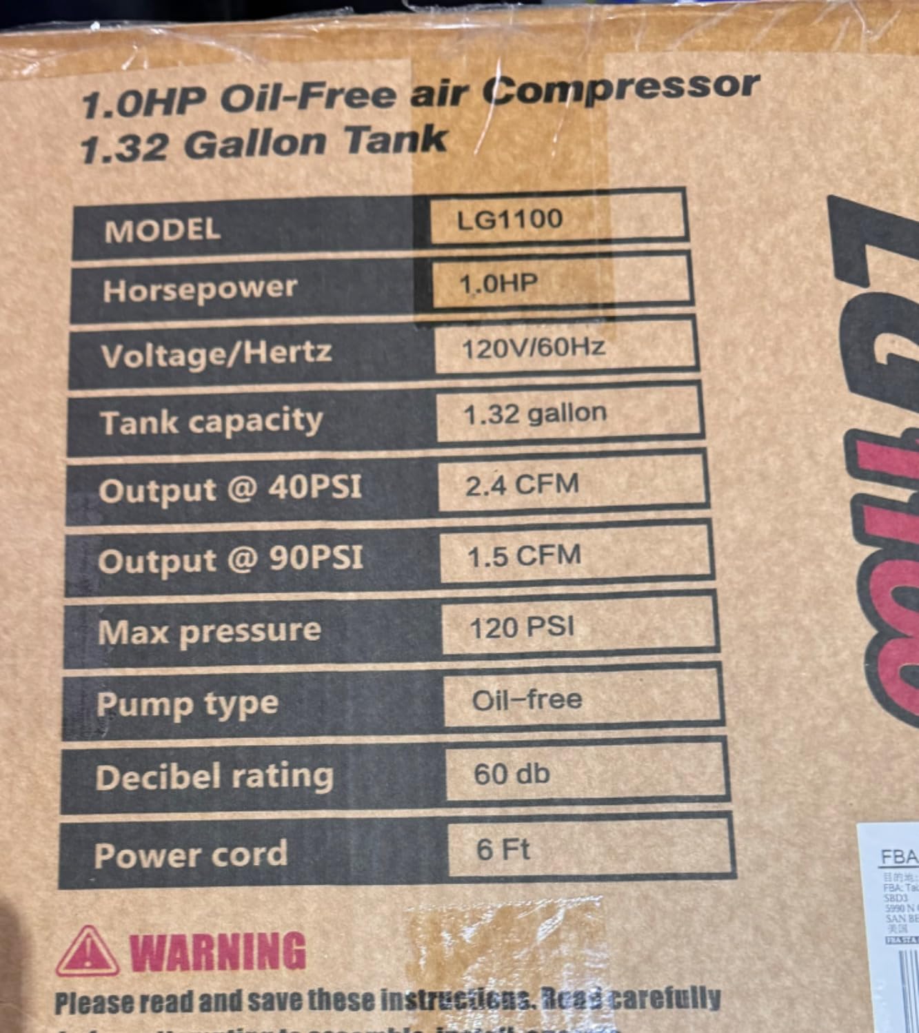 Quiet Oil-Free Air Compressor, 68 dB, 2.8 CFM @ 90 PSI, 5 Gallon Air Tank customer photo 1
