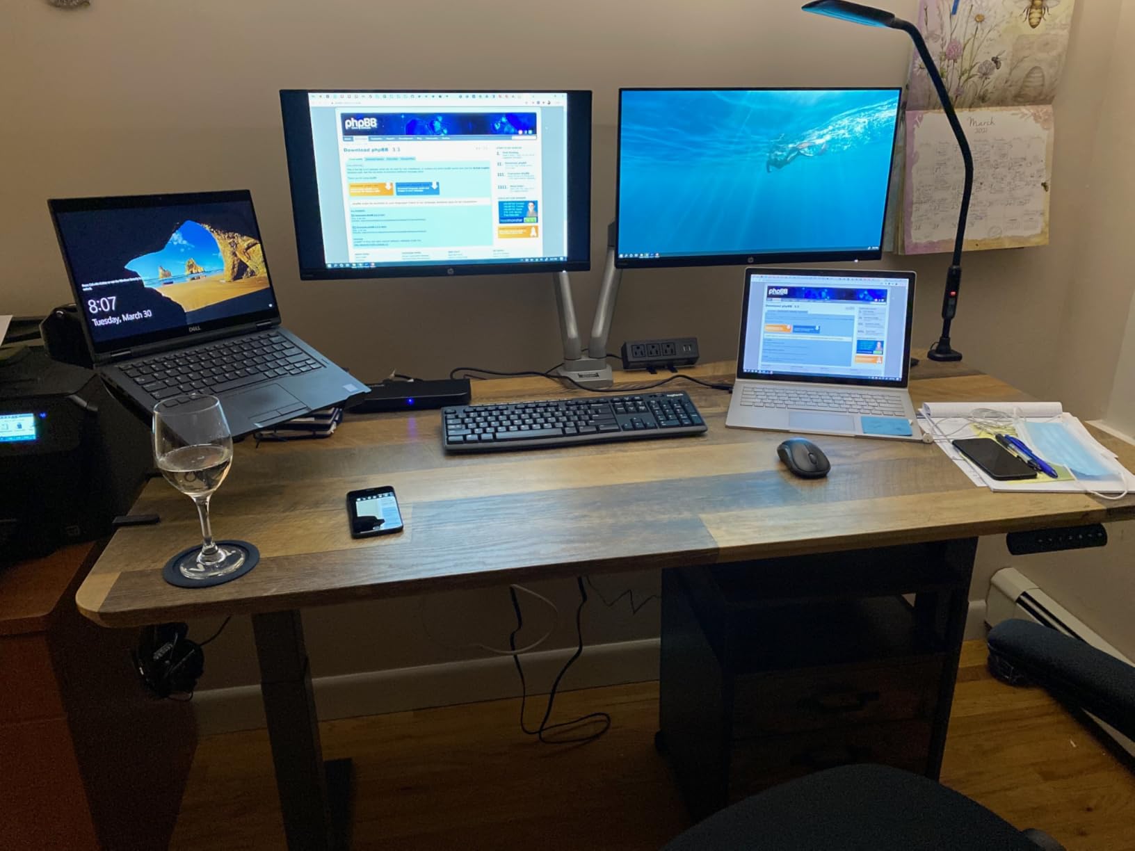 Electric Standing Desk - 60x30 VariDesk, Adjustable Height Stand Up Computer Desk - Dual Motor with Memory Presets, Stable T-Style Legs- Home Office Essentials - Walnut customer photo 1