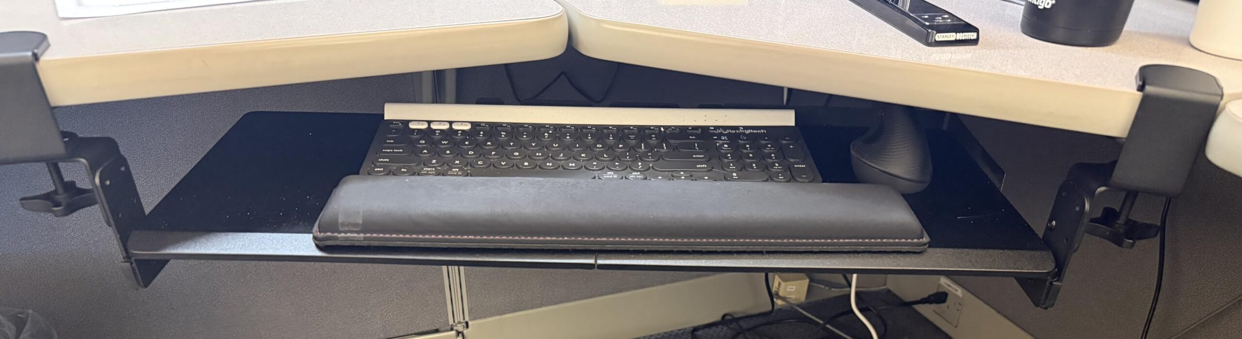 AX WABER Keyboard Tray Under Desk Pull Out with Extra Sturdy Adjustable C Clamp Mount System, 27.3 (32.5 inch Including Clamps) x 11 Inch Slide-Out Platform Computer Drawer for Typing, Black,AX01WB01 customer photo 1