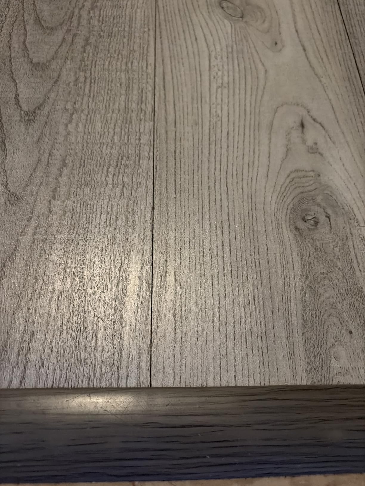 Floor Transition Strip - Self-Adhesive PVC Trim for Carpet to Flooring, Threshold Gap Cover (4ft x 1.57in, Grey Wood) customer photo 2