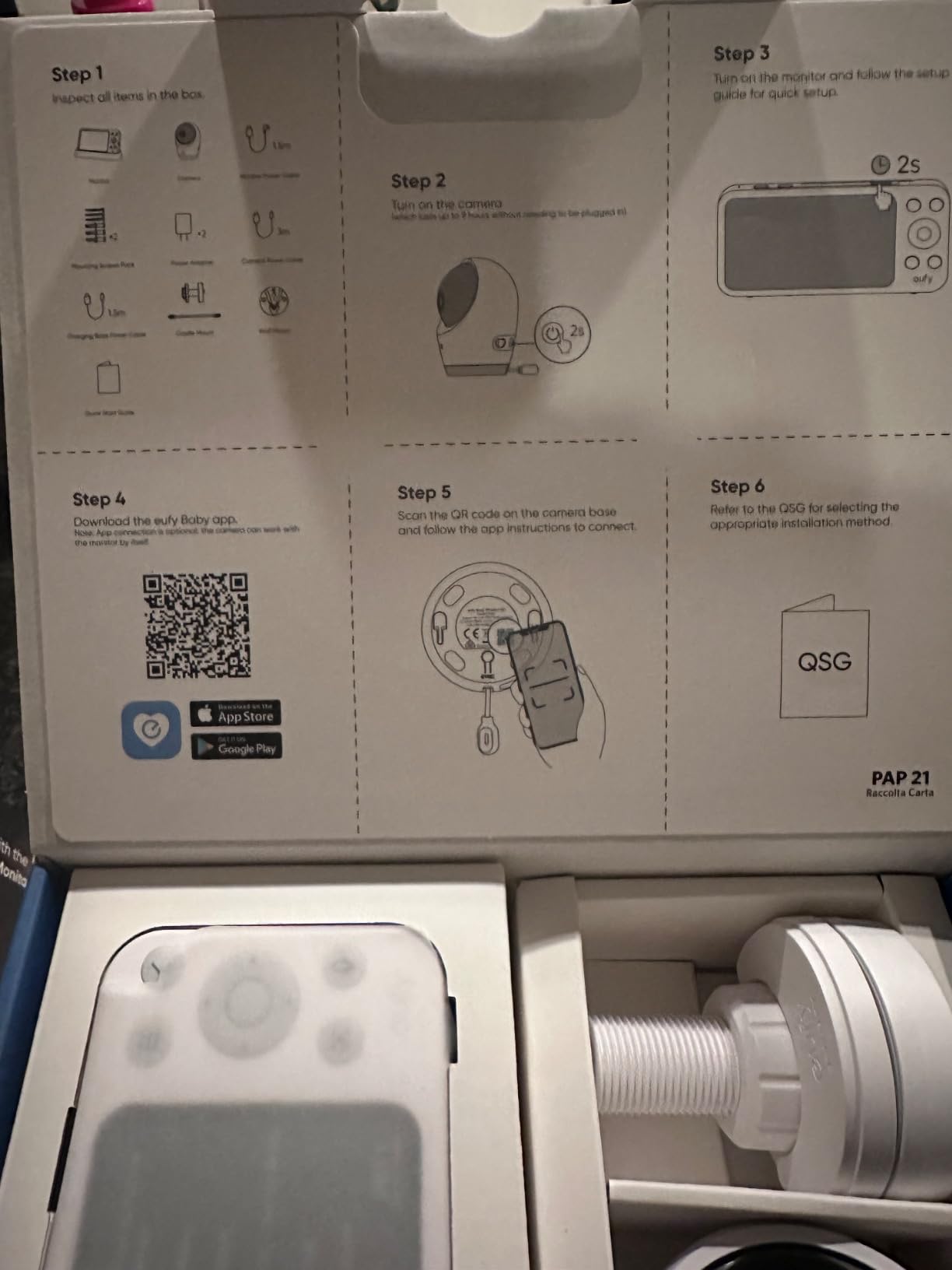 eufy Security Baby Monitor E21 with 4K UHD Camera, 5'' 720p Display, 8X Zoom, Hybrid Wi-Fi and No Wi-Fi Connection, 24/7 Recording in app, Pan-Tilt, Portable Camera with Built-in Battery, ANR customer photo 2
