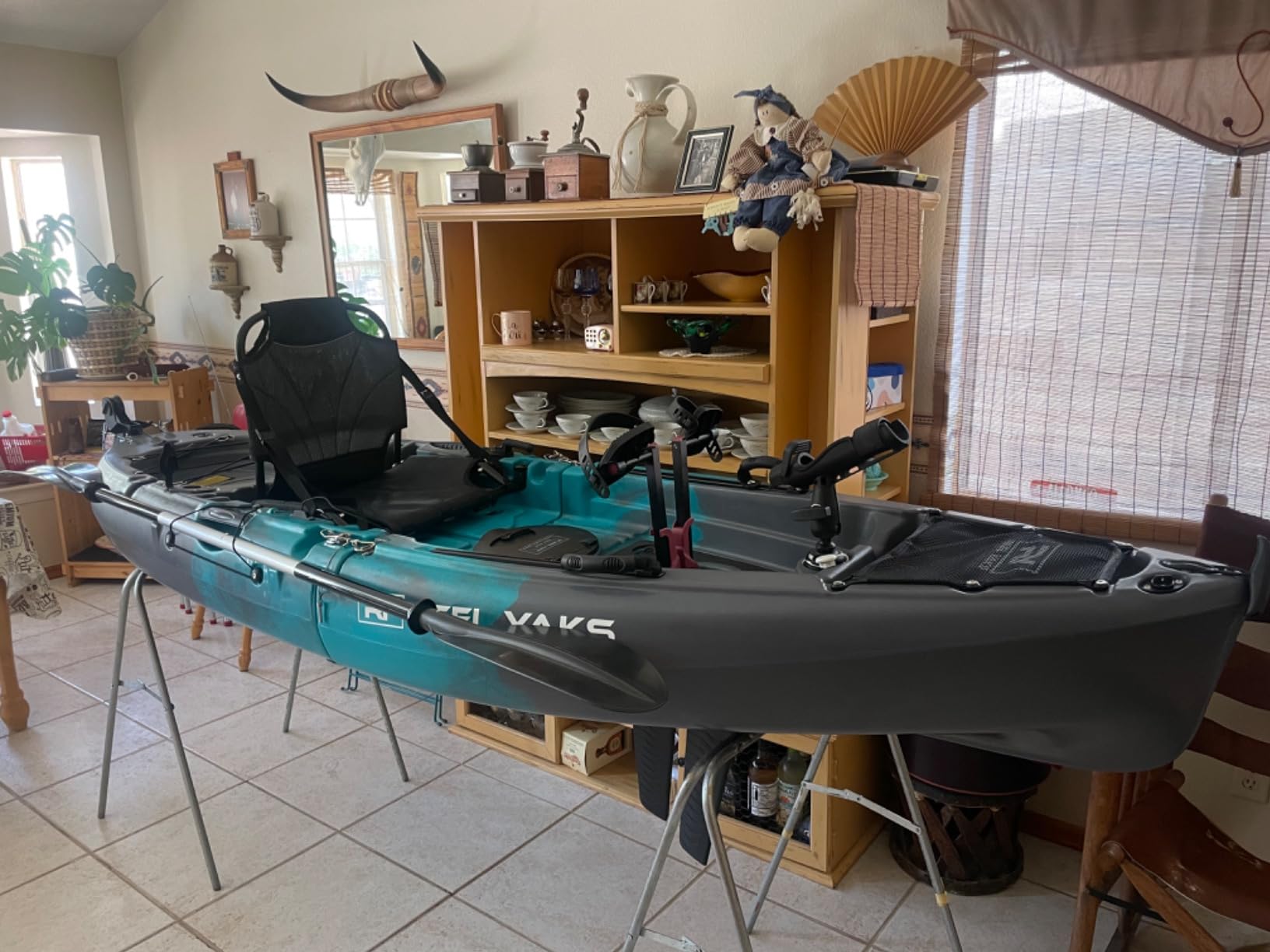 Reel Yaks Raptor Modular Fishing Kayak - 9.5ft, 380 lbs Capacity, Cyan Gray - Pedal Fishing Kayaks for Adults & Youth, Sit on Top, Compact Storage, Lightweight, Easy Transport customer photo 1