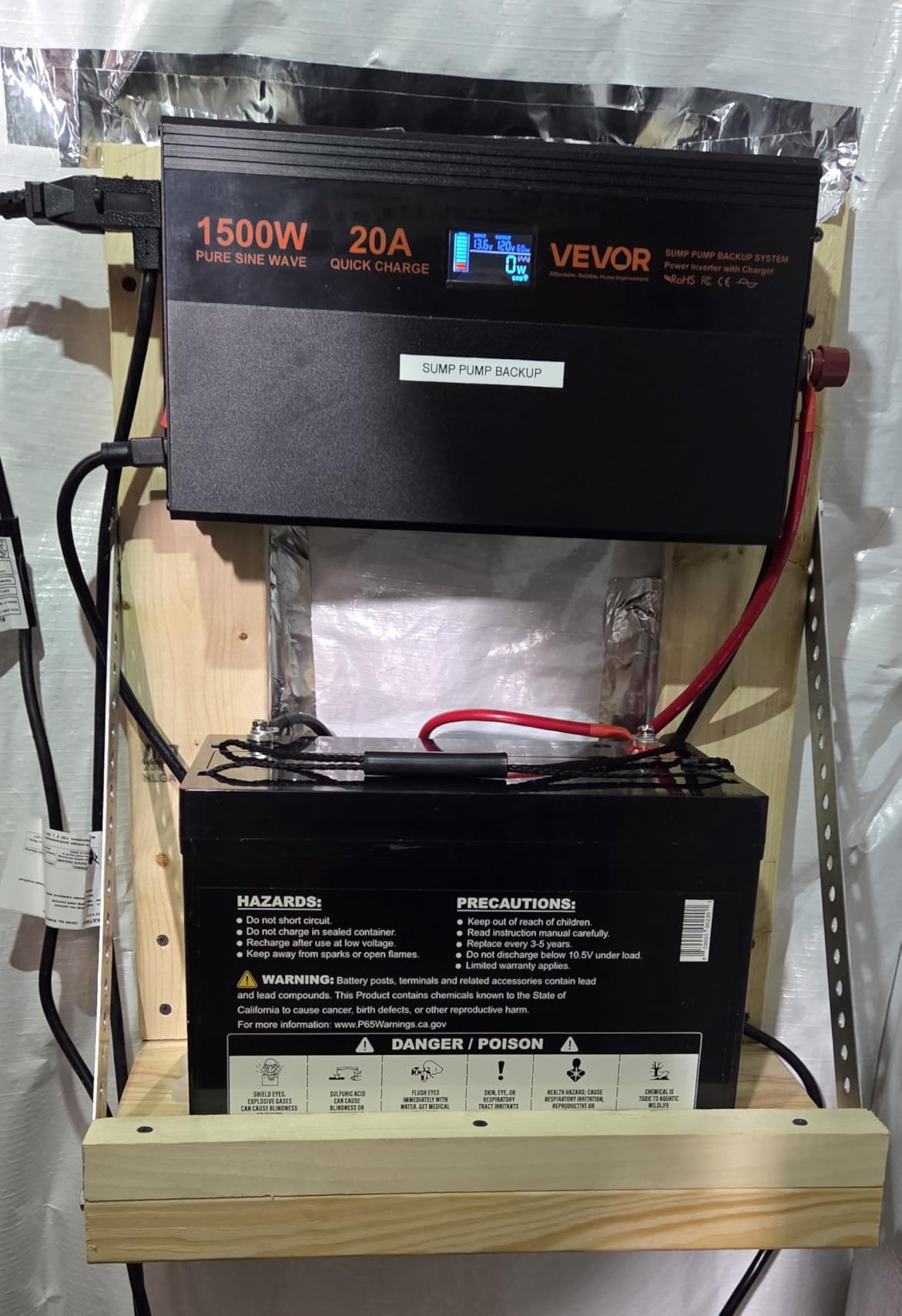 VEVOR 2500W Sump Pump Battery Backup with LCD, Automatically Shifts to Inverter Power Ensuring Uninterrupted Operation, Essential for Emergencies & Power Failures customer photo 1