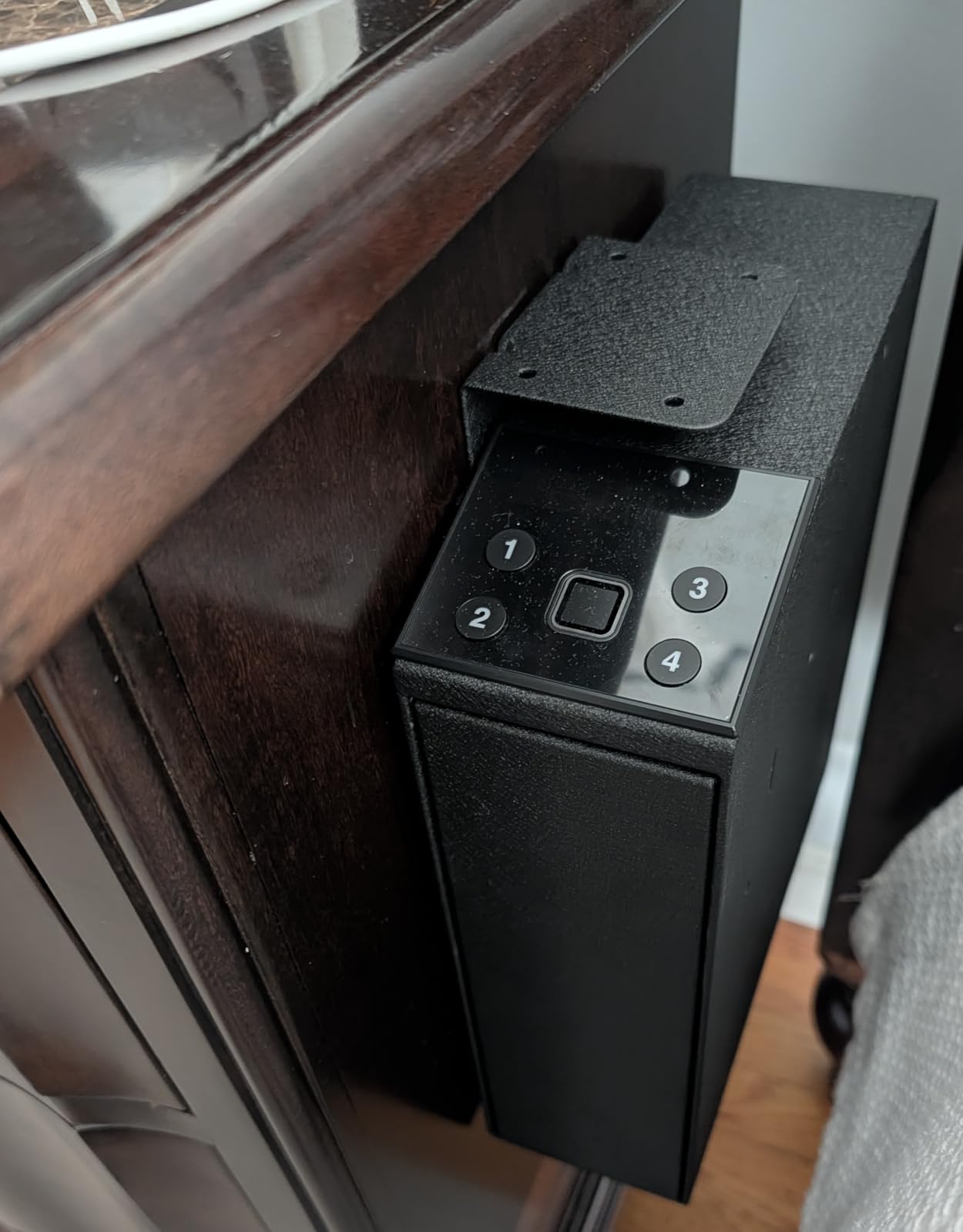 Biometric Slider Handgun Gun Safe with LCD Screen of Temp Humidity Time for Nightstand, Desk, Bed Side, Wall, Truck customer photo 2
