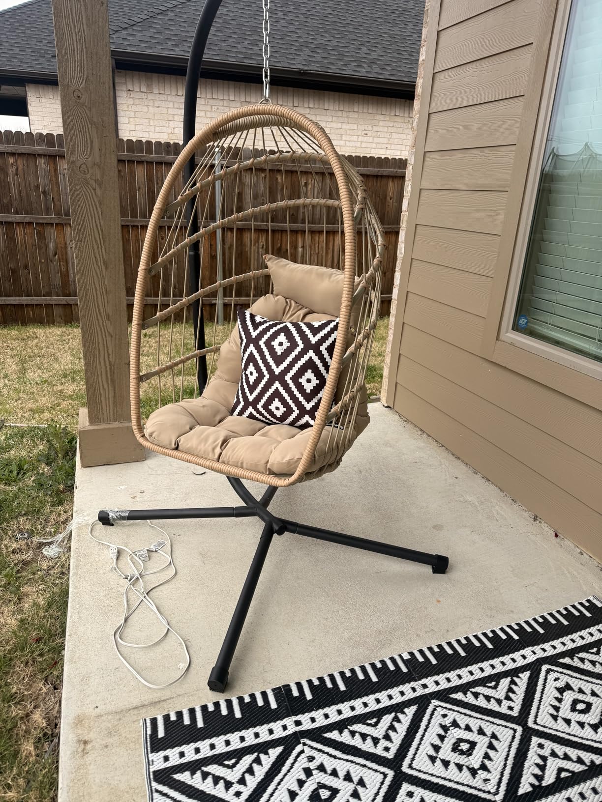 Econohome Hanging Egg Chair with Stand - Indoor/Outdoor Swing Hammock Chair with Plush, Washable Cushions, 350LBS Capacity, Ideal for Relaxation in Bedrooms, Balconies, Gardens, and Patios customer photo 1