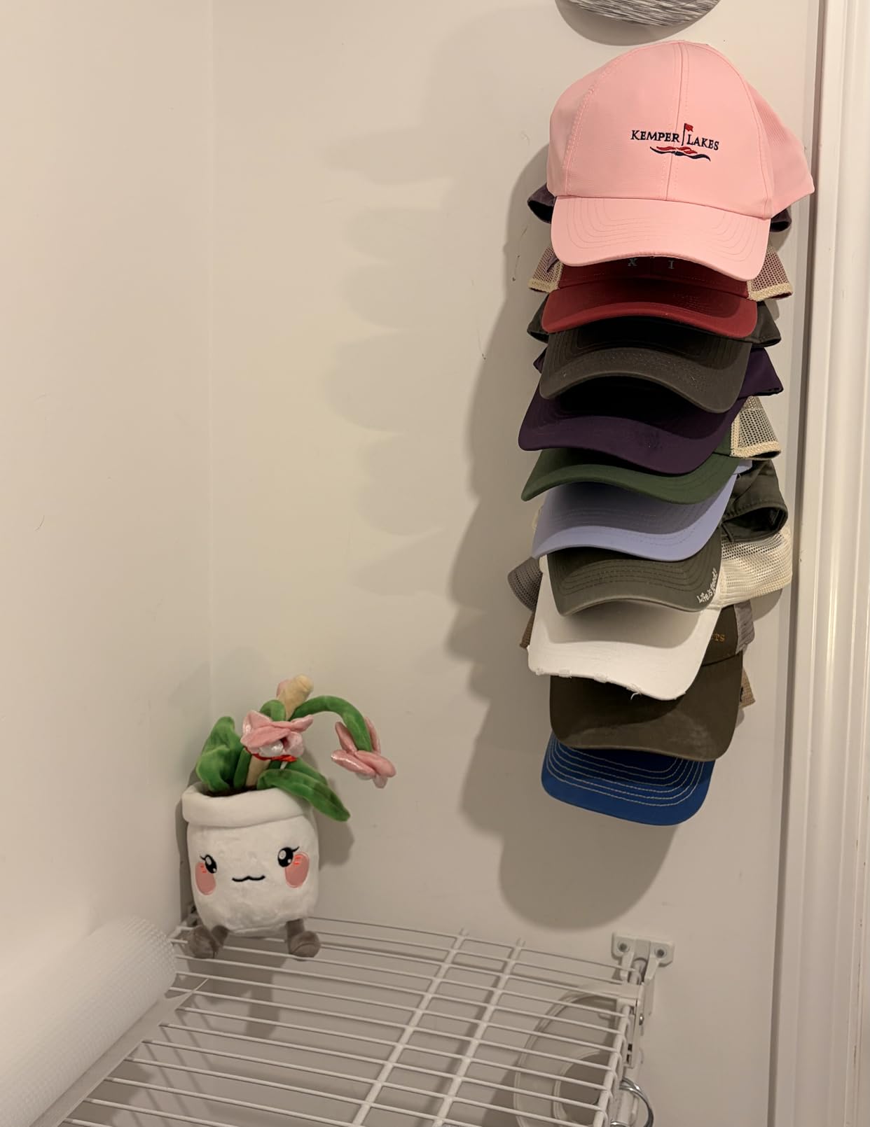 Hat Organizer for Baseball Caps 2Pack, Hat Rack for Wall with Strong Adhesive Hold up to 20 Hats, Hat Hanger Holder Display for Door Closet, Cap Organizer Storage Multilayer Two Mounting Option(Black) customer photo 1