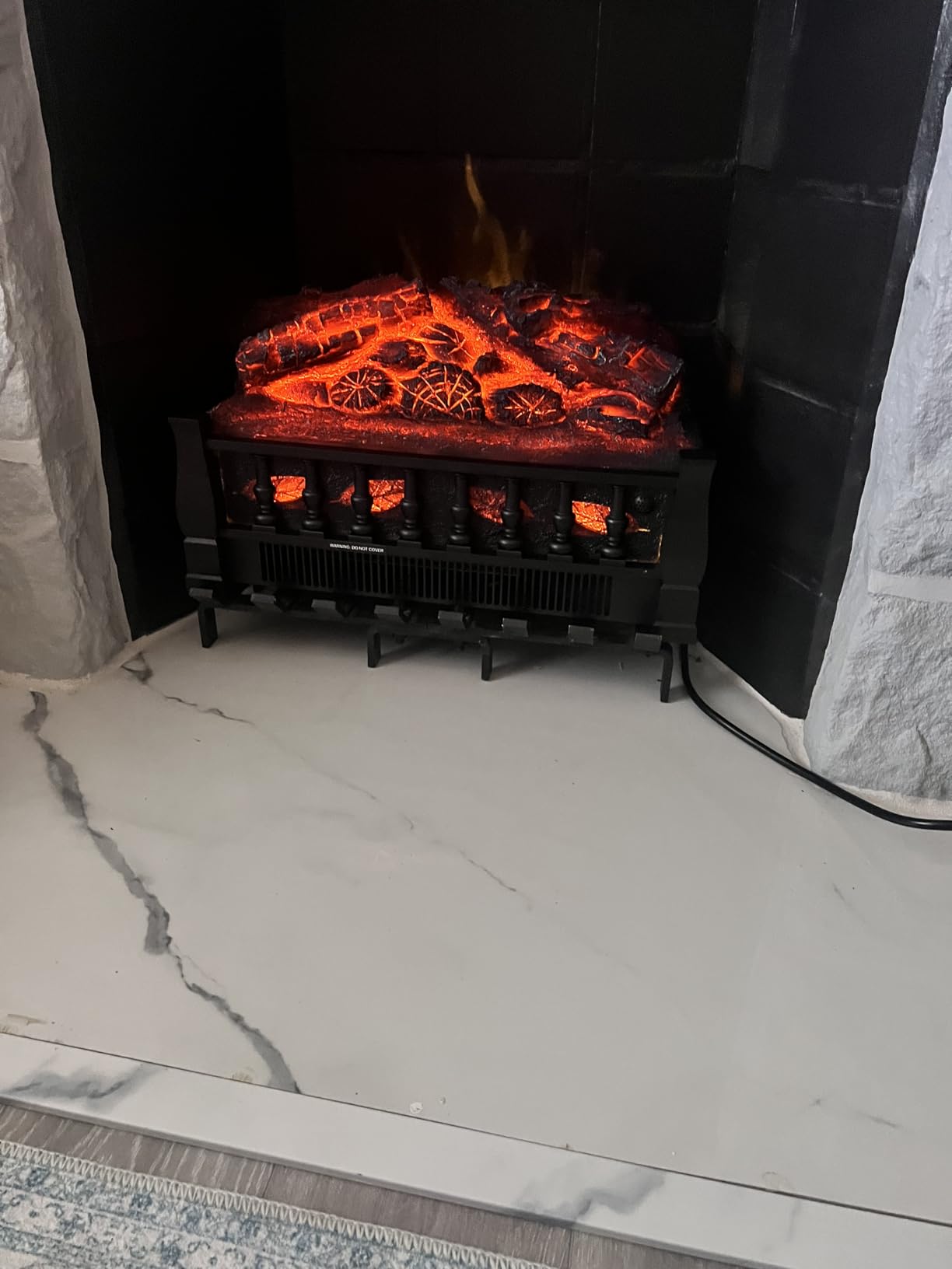 21 Inches Electric Fireplace Insert Log Heater Set, Freestanding Heater with Adjustable Flame Brightness and Flicker Speed, 750w/1500w Heating, Overheat Protection, Remote Control customer photo 2