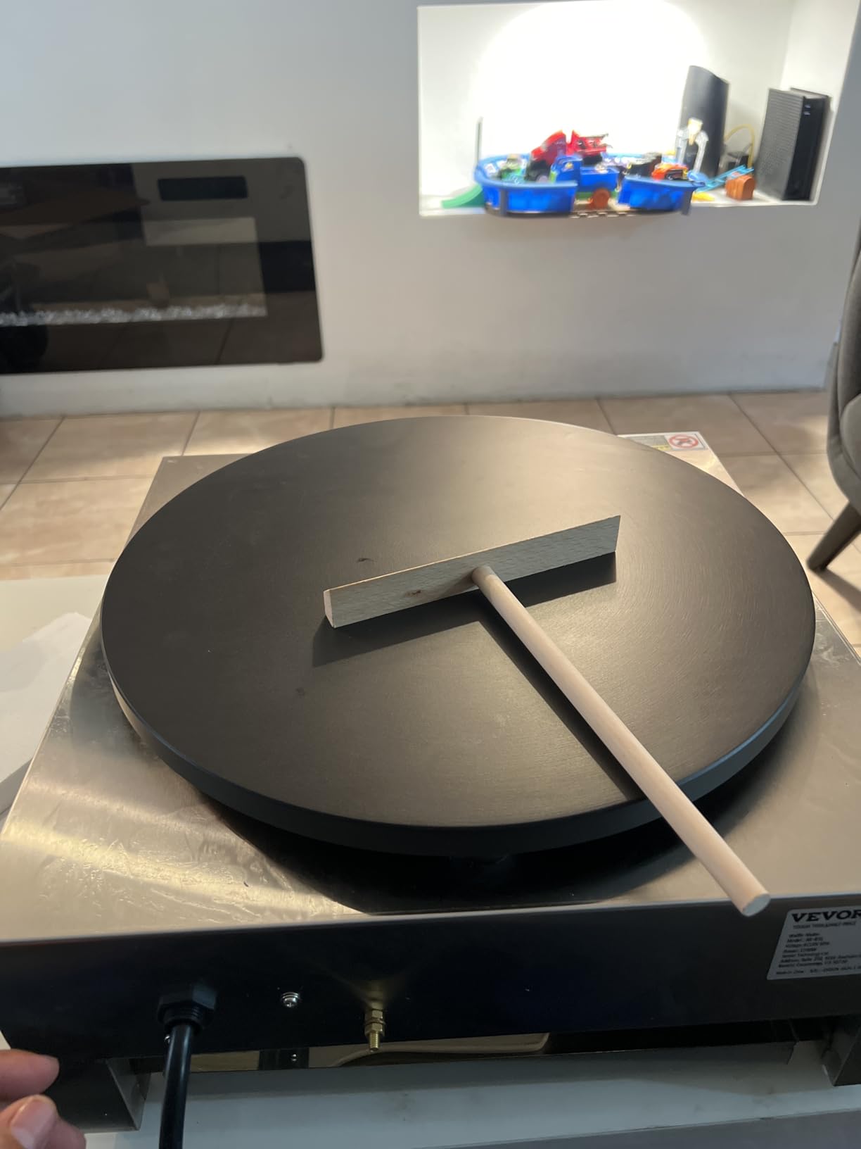 VEVOR Electric Crepe Maker, 16-Inch Double Head Commercial Crepe Machine, 3400W Flat Plate Crepe Griddle, Nonstick Stainless Steel Pancake Making, Desktop Circular Cereals Pancake Stove, AC120V 60Hz customer photo 1