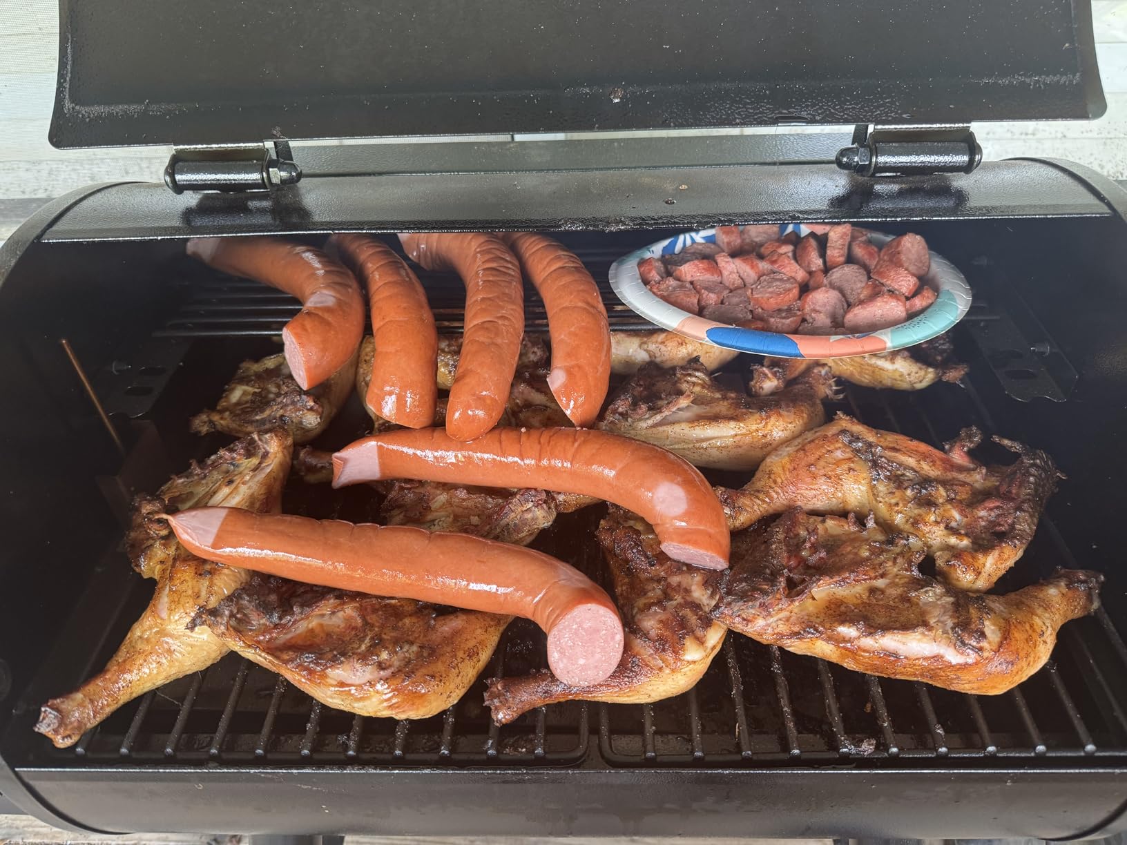 Electric Pellet Grill 456 SQ.IN Cook Area Pellet Smoker with Auto Feed & PID Controller 500F Max Temperature 8 in 1 BBQ Grill with Meat Probe & Side Table customer photo 2