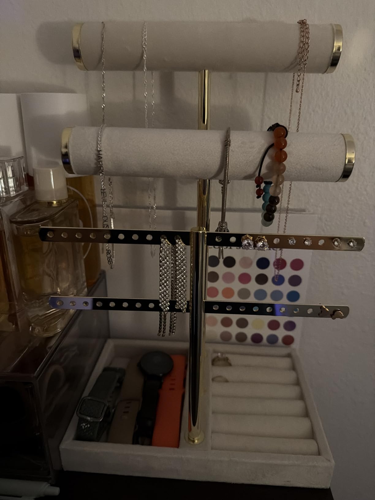 3 Tier Bracelet Holder Display - Detachable T Bar White Velvet Bracelet Holder, Jewelry Holder Organizer for Bracelet, Necklace, Earrings, Rings customer photo 1
