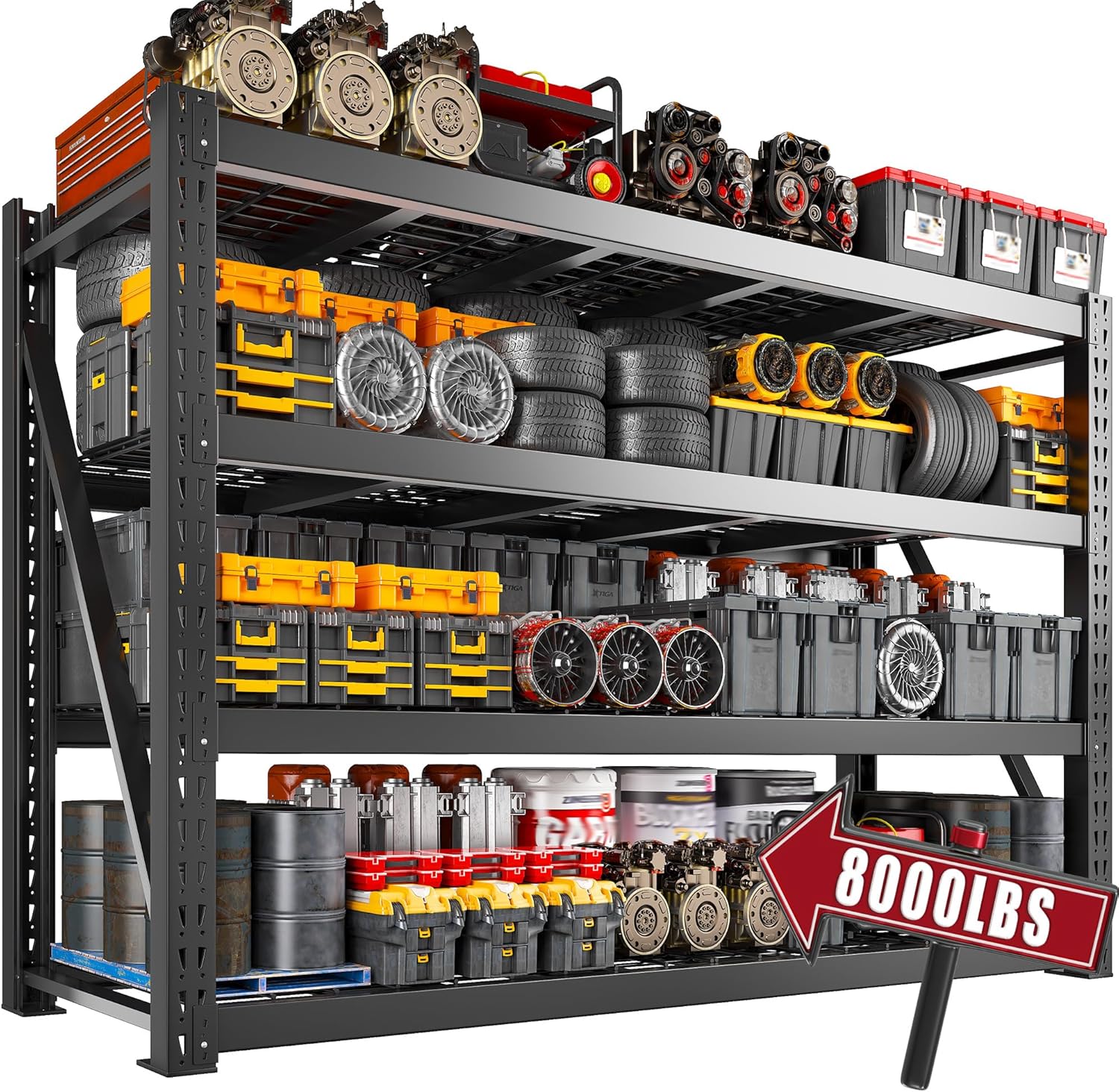 Bepatio 8000LBS Heavy Duty Garage Shelving, 77