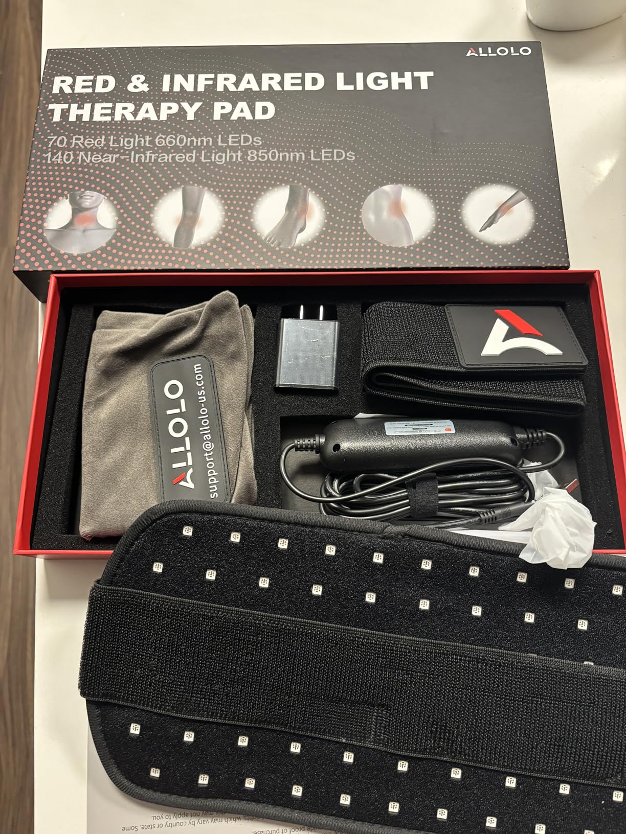ALLOLO Red Light Therapy Belt - 3-in-1 LEDs 660nm & 850nm Infrared Wrap with Timer customer photo 1