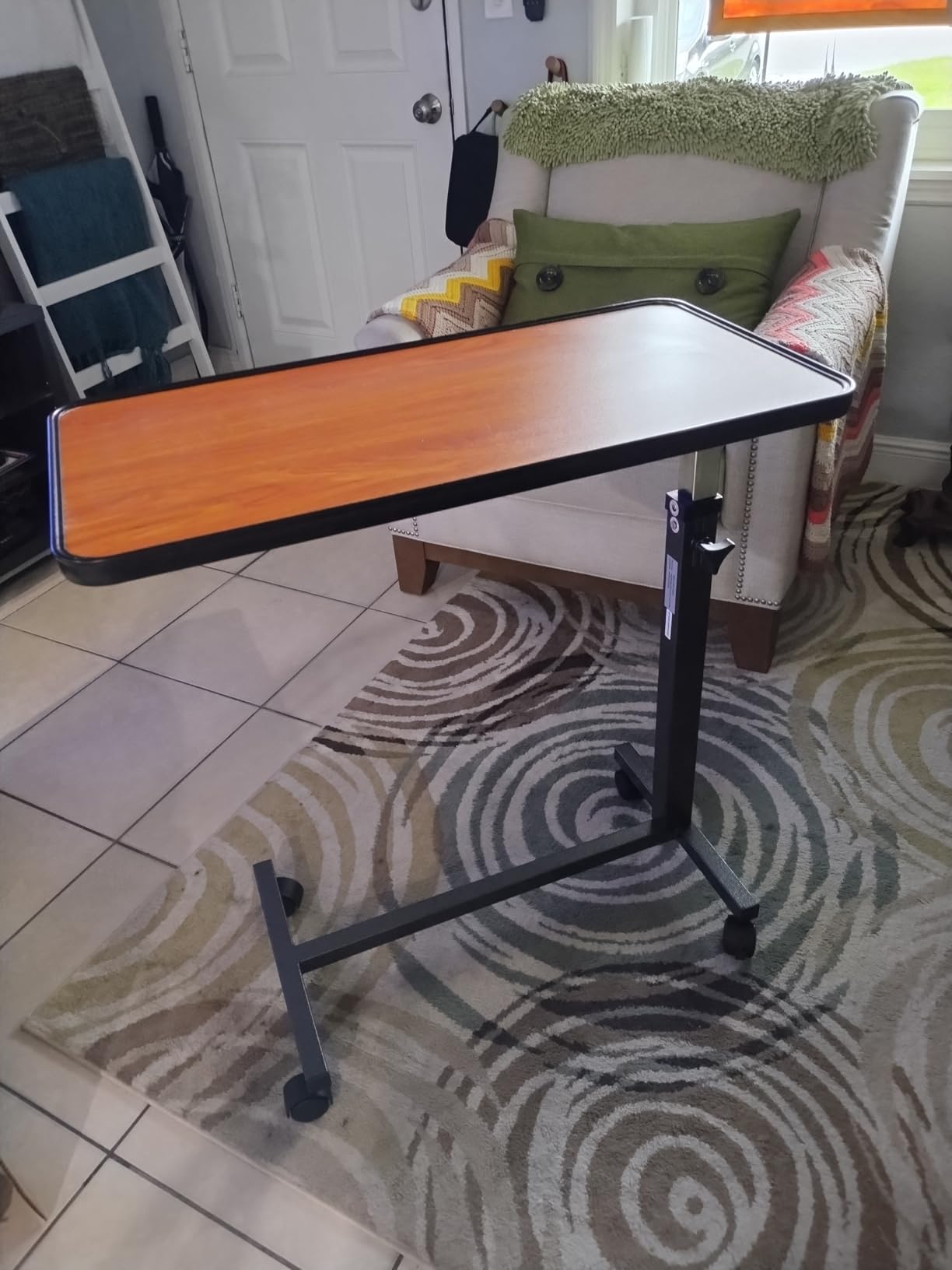 Medical king Adjustable Overbed Bedside Table with Wheels Bed Desk Over Bed with Wheels Hospital Table for Hospital and Home Use customer photo 2