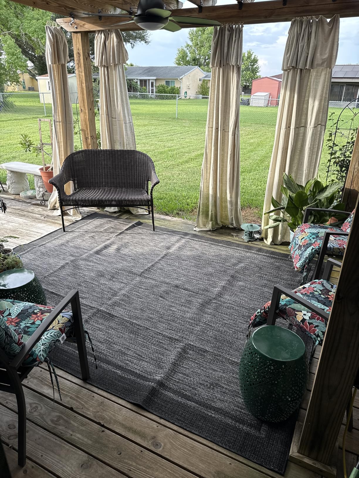 CAMILSON Outdoor Rug 9x12 - Large Modern Outside Rugs for Patios Porches Waterproof Durable Washable Non-Shedding, Easy-to-Clean Indoor Outdoor Area Carpet (9 x 12, Bordered - Jute) customer photo 2
