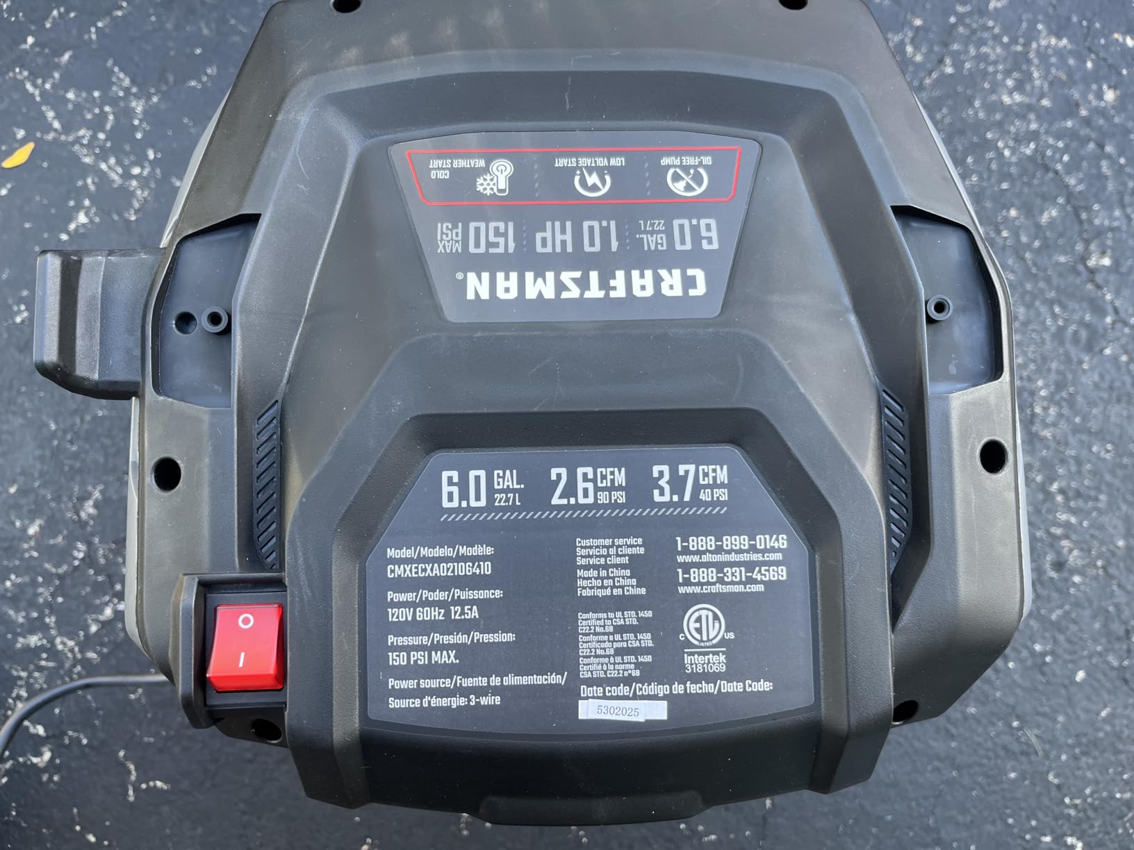 Craftsman Air Compressors 6 Gallon Portable Pancake Air Compressor, Oil Free Max 150 Psi 1.0HP 2.6 CFM@90PSI Electric Air Compressor Shop Air Compressor, CMXECXA02106410 customer photo 1