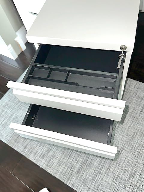 Metal File Cabinet with Lock, 2 Drawer Lateral File Cabinets for Home Office, Printer Stand, Heavy Duty Office Storage Cabinet for A4/Letter/Legal Size, Assembly Required (Black) customer photo 2