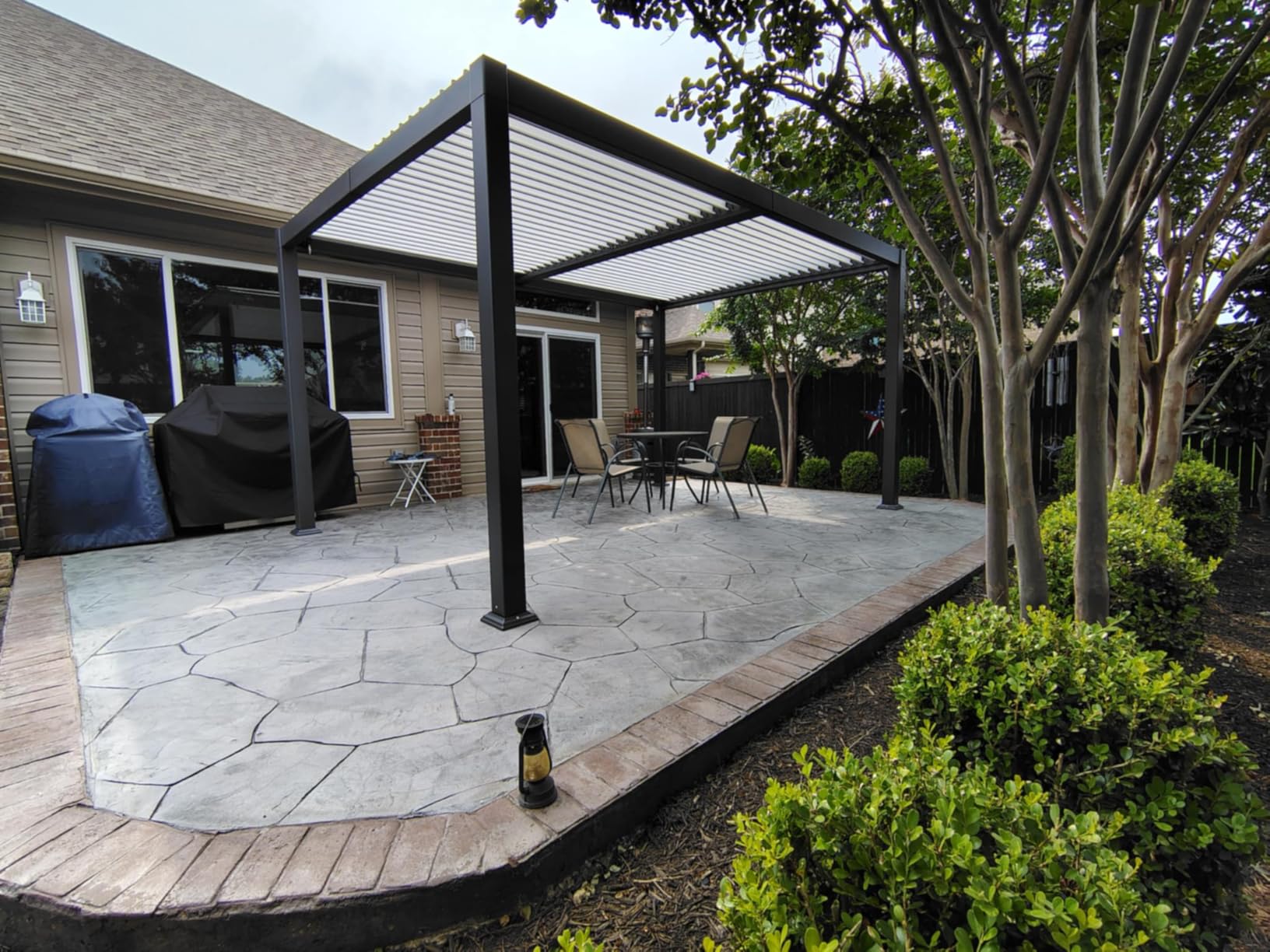 PURPLE LEAF Louvered Pergola 10' x 14' Outdoor Aluminum Pergola with White Adjustable Rainproof Roof Grey Frame Hardtop Gazebo for Patio Deck Garden customer photo 2