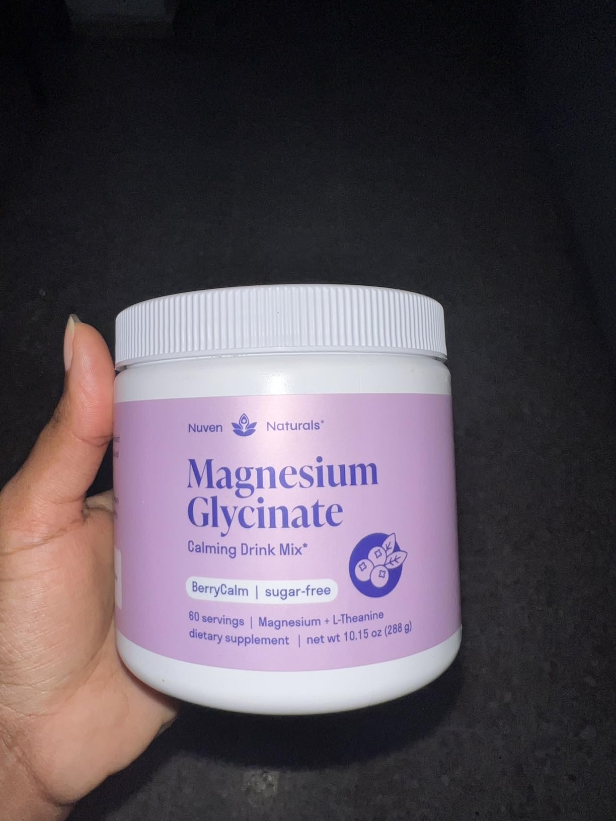 Magnesium Glycinate Powder + L-Theanine | 60 Servings | 300 mg per Scoop High Absorption Chelated Magnesium Powder for Sleep - Natural Mixed Berry Flavor, No Sugar, Support Restful Sleep & Relaxation customer photo 2