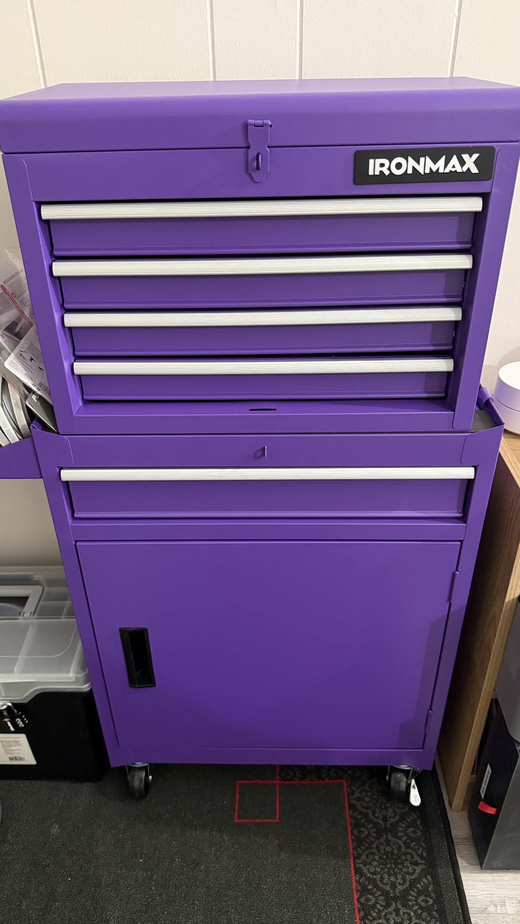 Goplus Tool Chest, 5 Drawers Rolling Tool Cabinet with Detachable Top Toolbox, Universal Lockable Wheels, Lock Bar, Protective Liner & Tool Rack, Metal Tool Storage Cart customer photo 2