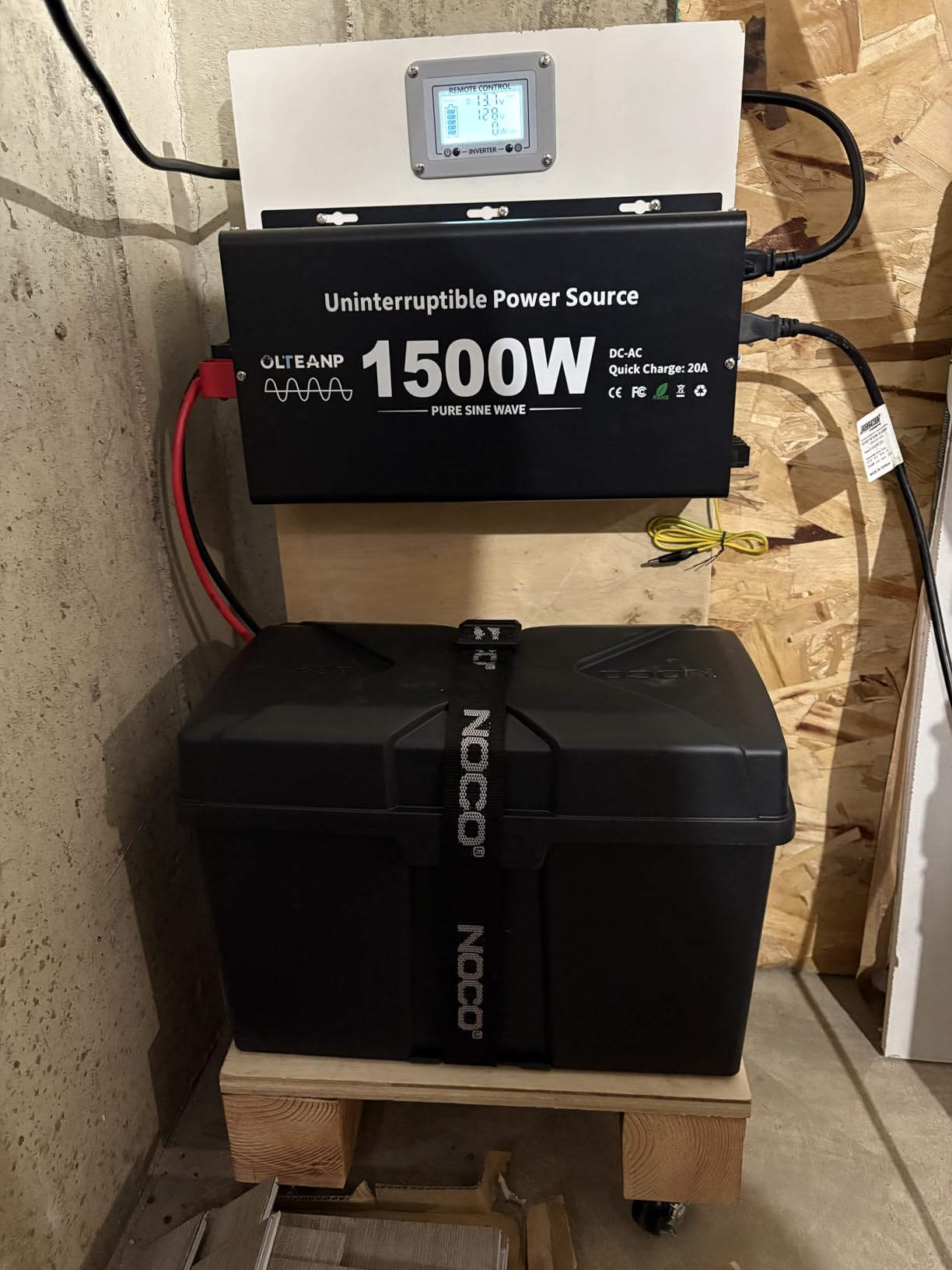 1500W Sump Pump Battery Backup System, Pure Sine Wave Inverter Charger with 25A Fast Charging, Auto Transfer Switch for Basement Flood Protection During Outages, LCD Remote, 12V Deep Cycle Compatible customer photo 2