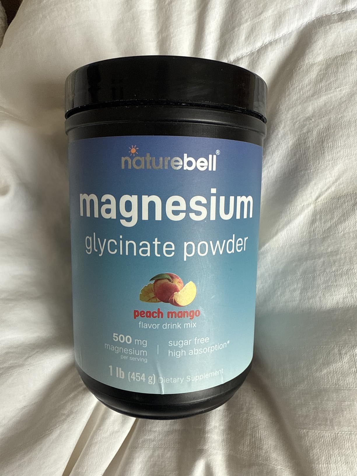 NatureBell Magnesium Glycinate Powder 500mg, 1lb (16oz) | 100% Chelated for High Absorption | Peach Mango Flavor | Supports Muscle, Bone & Heart Health | Sugar-Free, Bitterless, Non-GMO, Vegan customer photo 1