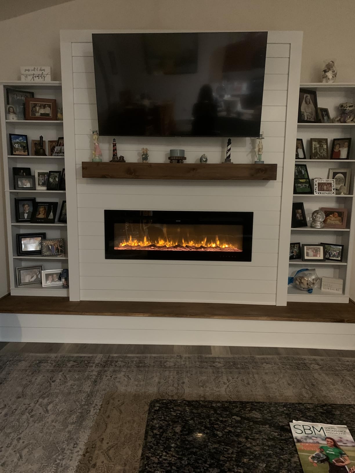 EUHOMY 60 Inch Electric Fireplace Wall Recessed and Wall Mounted with Adjustable Flame Color, Fireplace Heater with Remote Control, Linear Fireplace with Timer, Touch Screen, Log & Crystal, 750/1500W customer photo 1