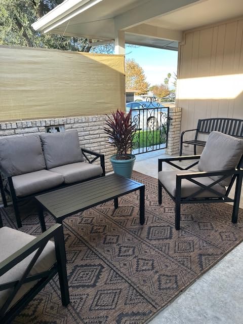 Beverly Rug Indoor Outdoor Rug 5x7, Washable Outside Carpet for Patio, Deck, Porch, Solid Modern Area Rug, Water Resistant, Dark Gray customer photo 2