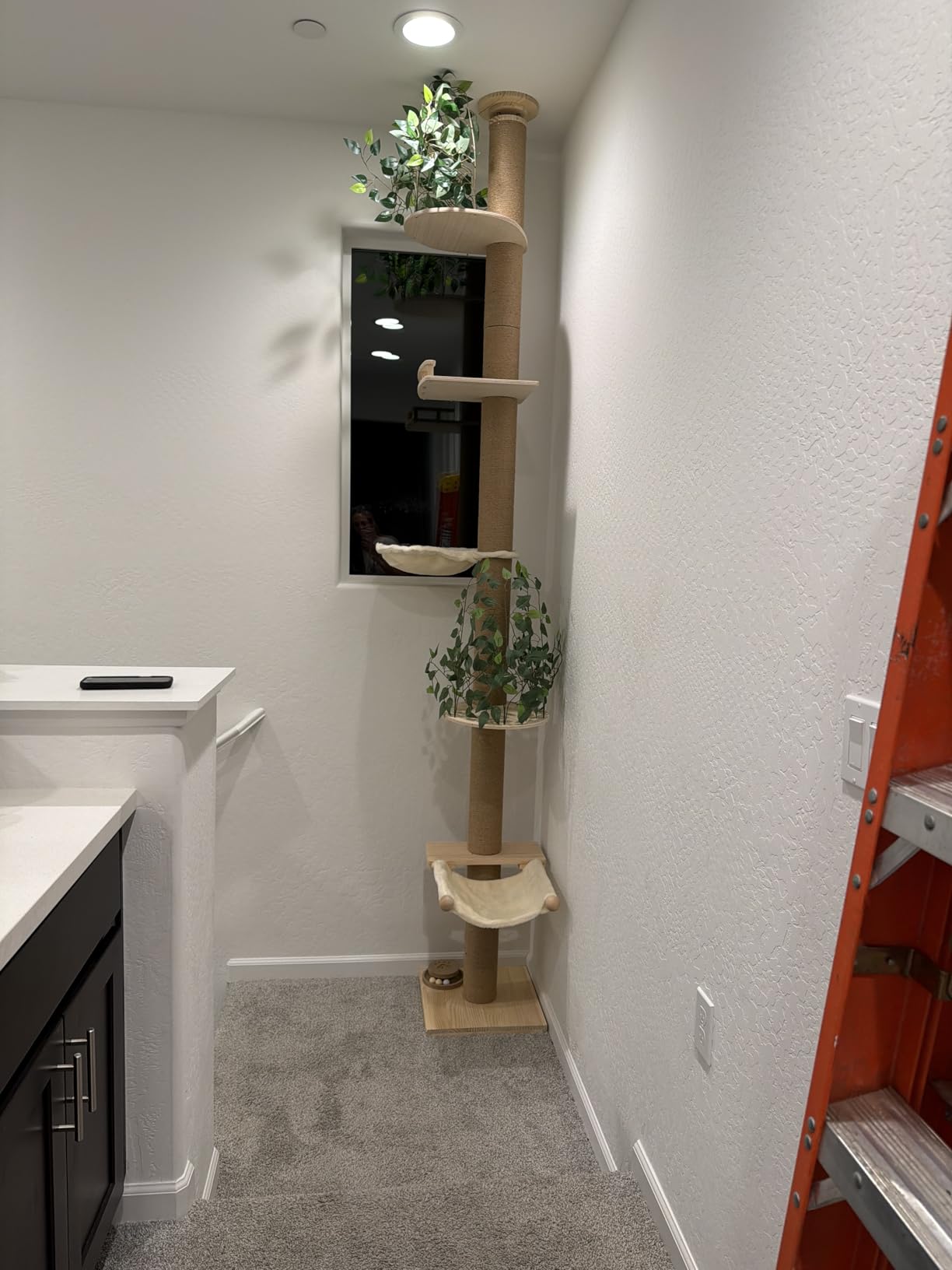 Cat Tree Floor to Ceiling Cat Tower Ajustable Height 97.1-124.4 Inches Tall and 4.5 Inches Thickened Post Large Cat Tree Tower for Indoor Cats Modern customer photo 1