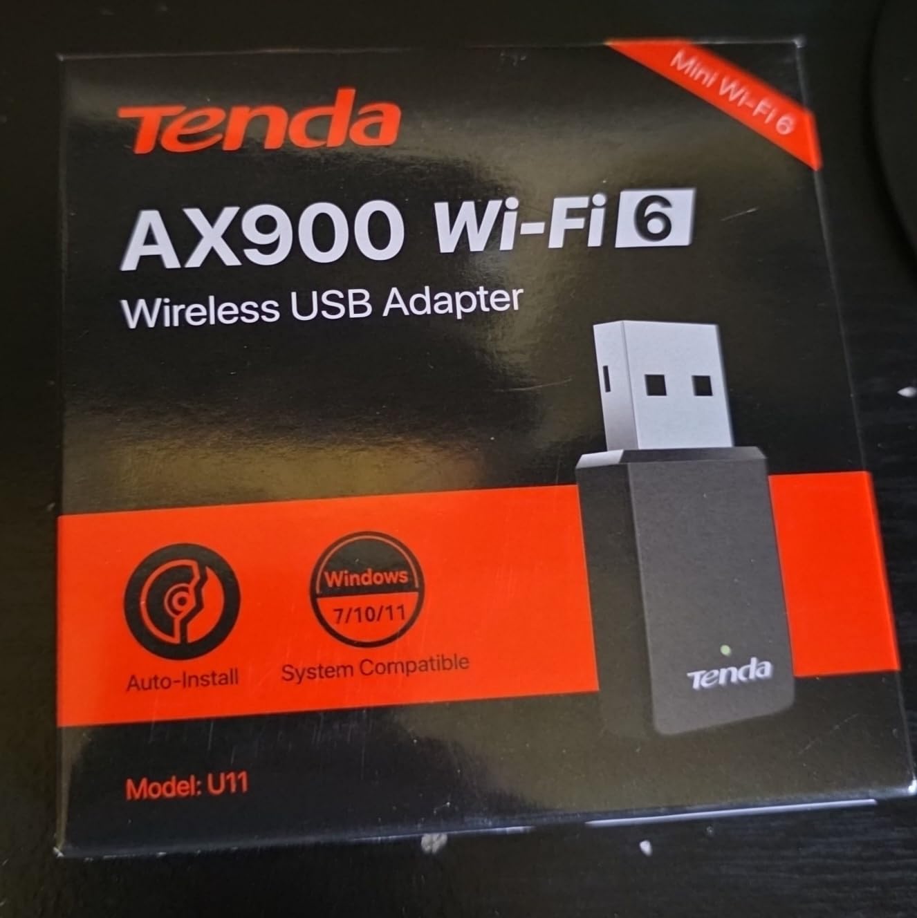 Tenda WiFi Adapter for Desktop PC, AX900 USB WiFi Adapter with Dual Band 600Mbps 5GHz/ 286Mbps 2.4GHz, Built-in Driver for Windows 11/10/7, USB WiFi Dongle(U11) (U11|WiFi 6|AX900) customer photo 1