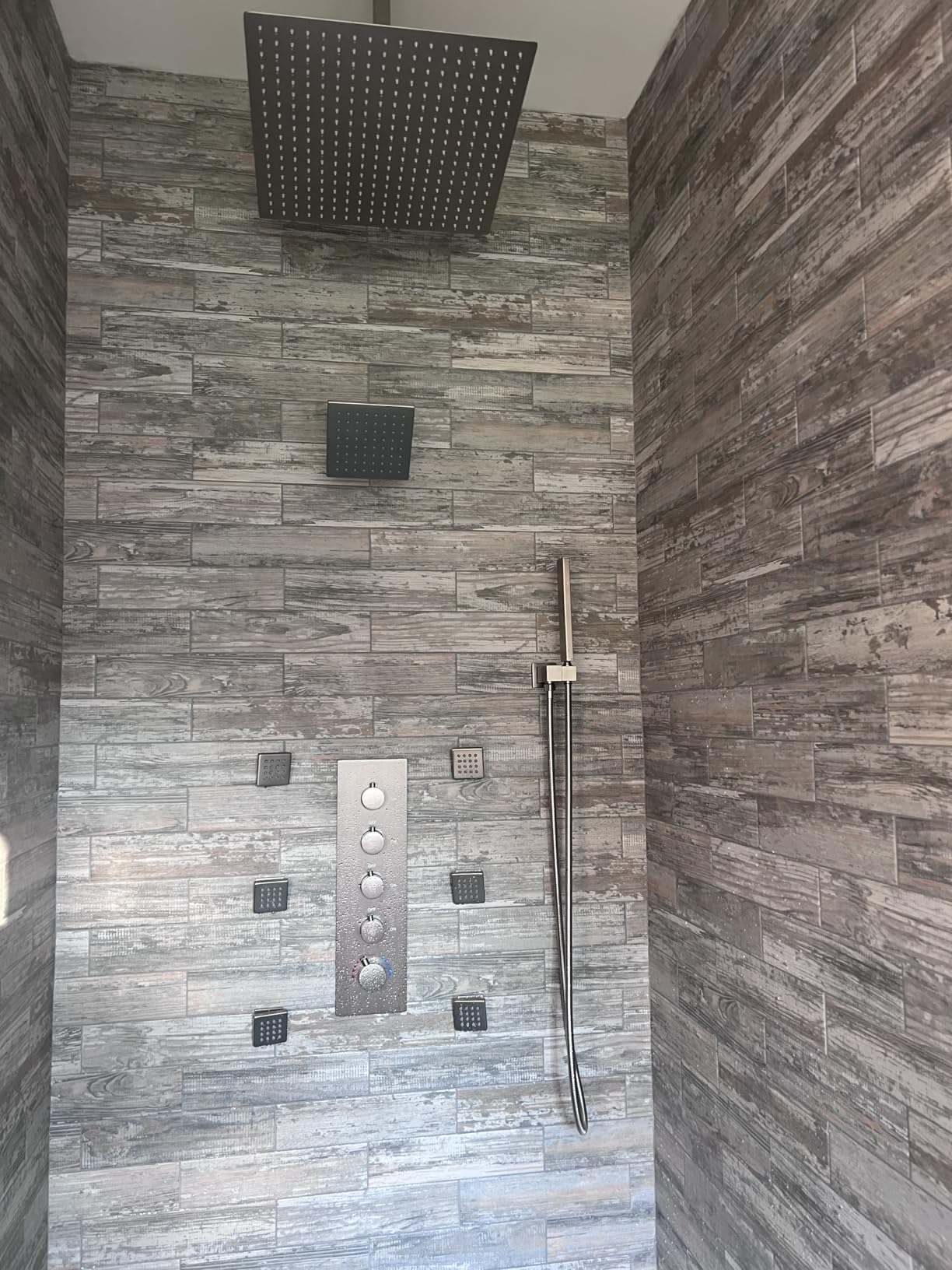 Dasan Thermostatic Dual Shower Head System with 6 Body Jets, 6-Inch Shower & 16
