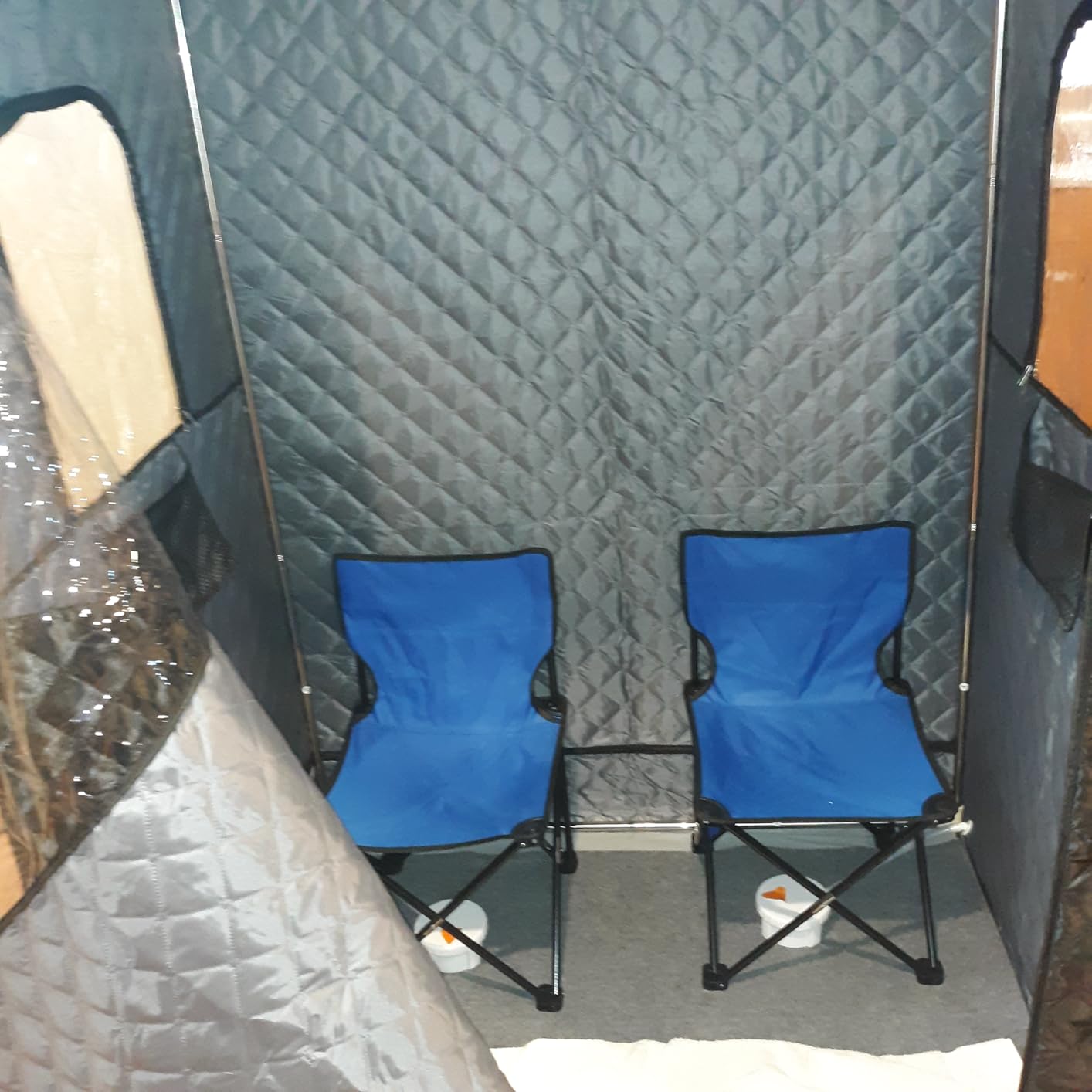 Tehanld 2 Person Portable Steam Sauna for Home, Extra Large Sauna Tent, Upgraded 2 Steamer, 2 Foldable Chair & Remote Control, Black customer photo 1