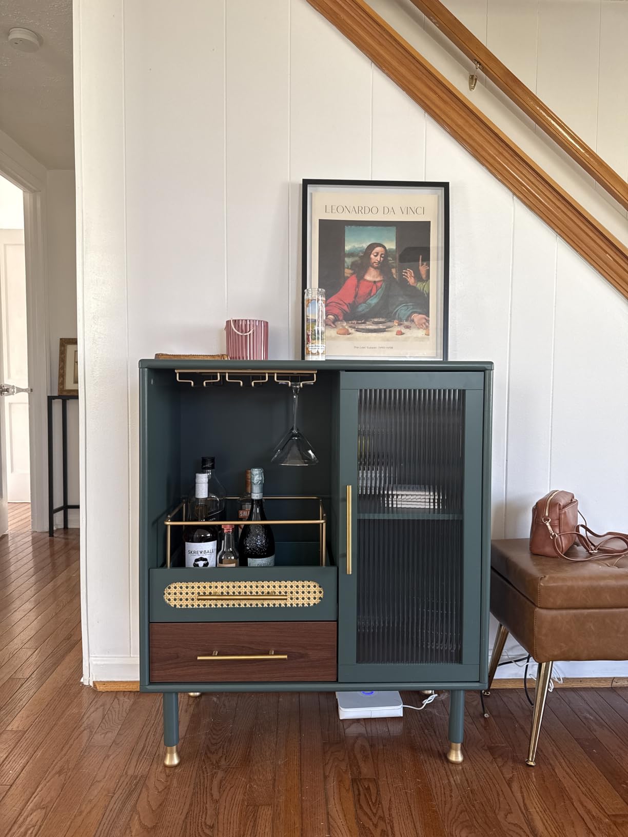 ARTPOWER Modern Coffee Bar Cabinet with Wine Glass Rack and Drawers, Green Liquor Cabinet with Pull-Out Wine Storage for Kitchen, Dining Room, Living Room | Wine Glass Rack, Drawers customer photo 1