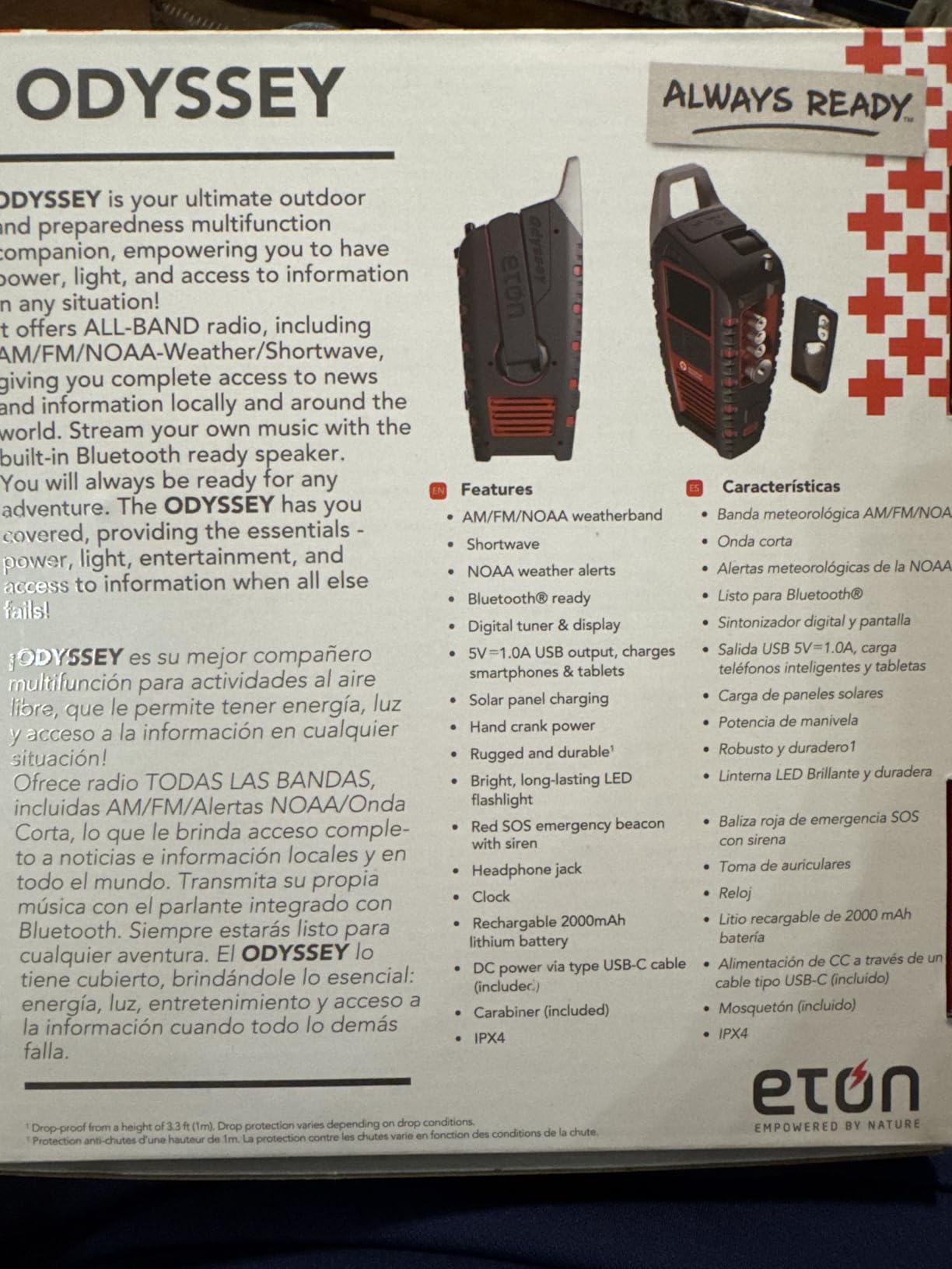 Eton Odyssey Adventure Hand Crank NOAA Weather Radio, All Band Emergency Radio, AM/FM Shortwave Storm, Bluetooth, Phone Charger, RDS, Solar, Multi-Function Flashlight customer photo 1