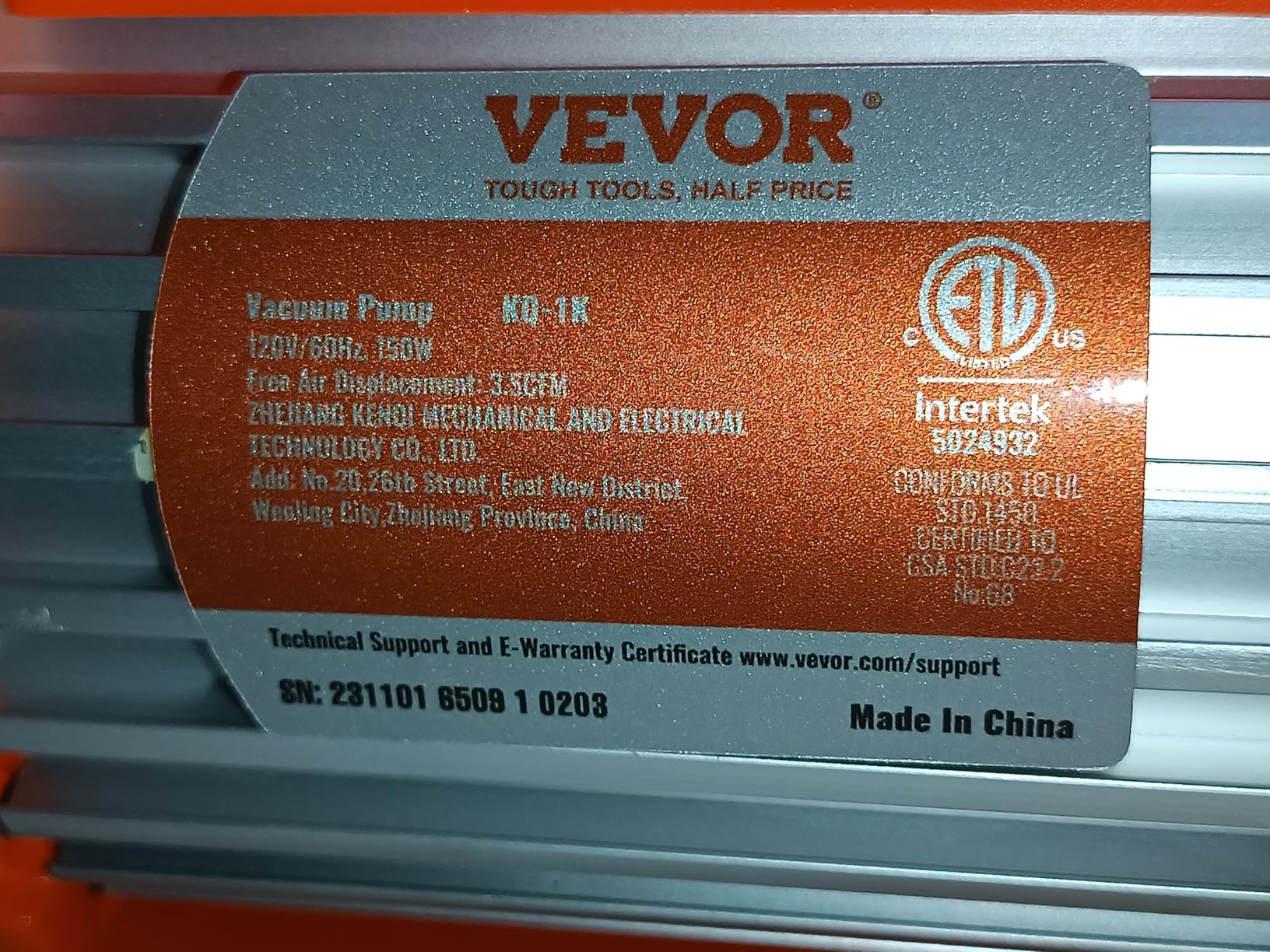 VEVOR Vacuum Pump, 9 CFM, HVAC 2 Stage Rotary Vane Vacuum Pump, for R134a R22 R410a Systems, Auto AC Vacuum Pump Kit with Oil Bottle, for Automotive Air Conditioner Maintenance Resin Degassing customer photo 2